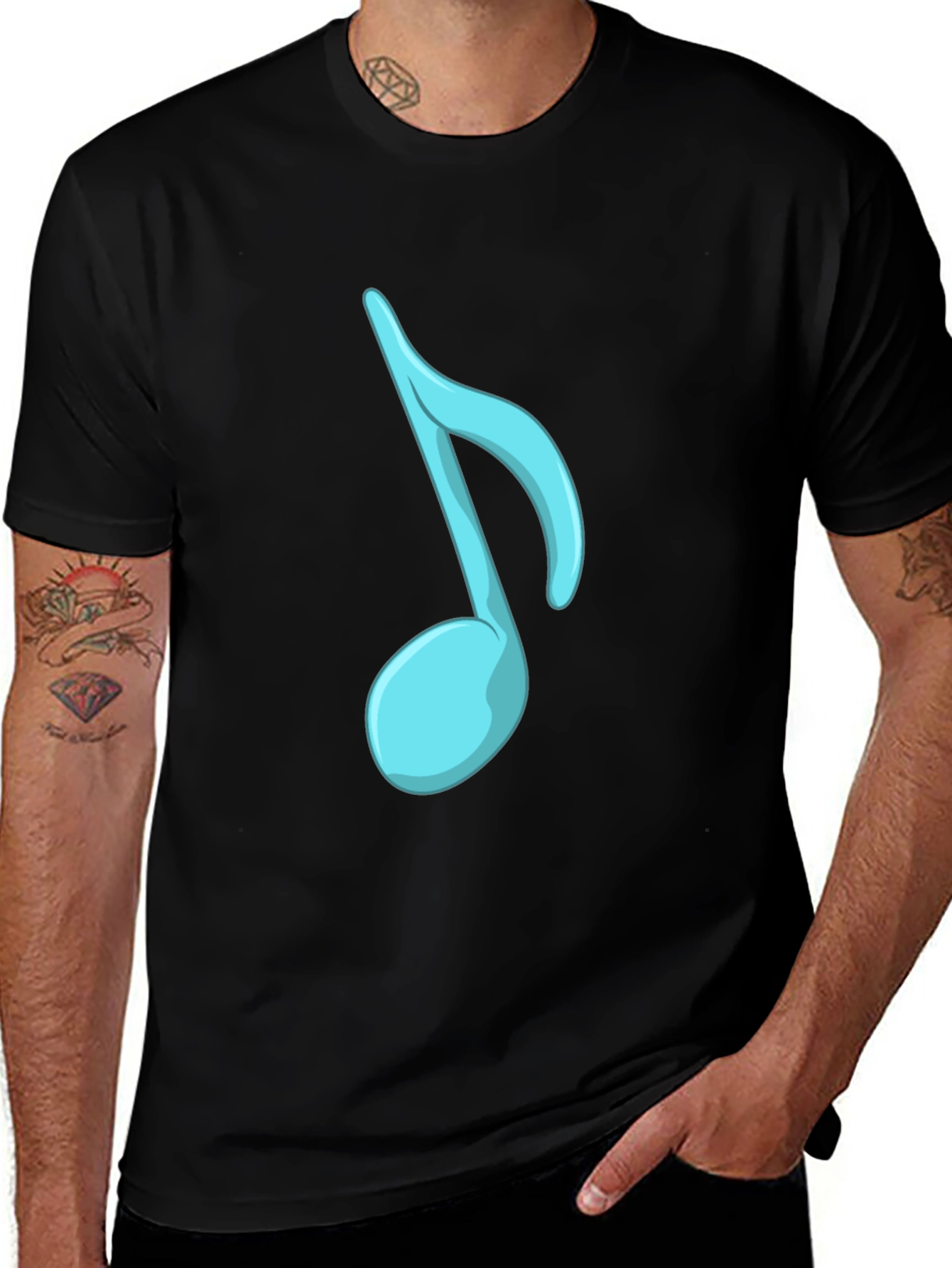 Musical Note Graphic Tee - Stylish Black T-Shirt