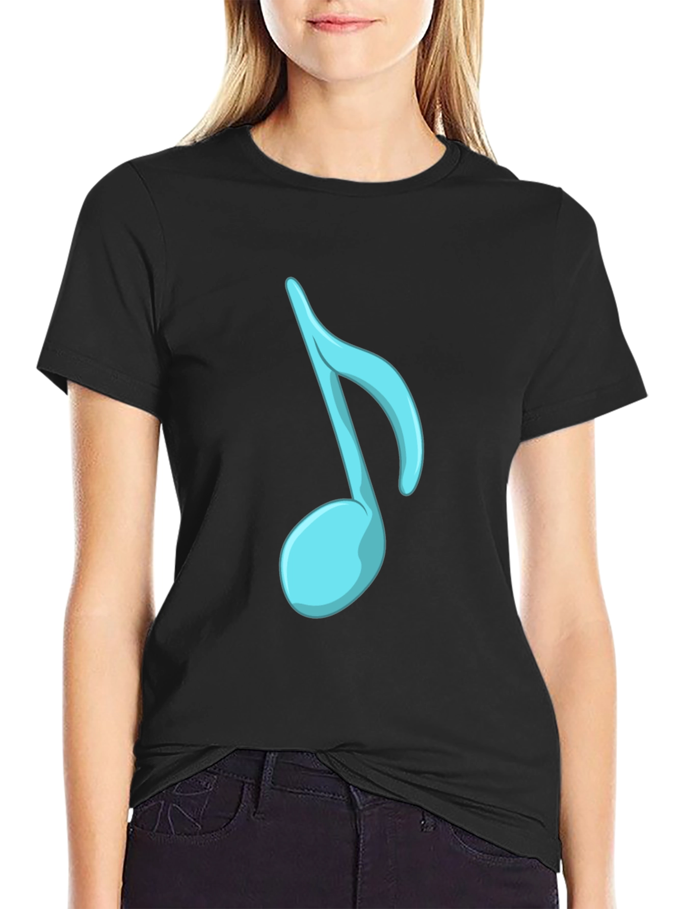 Musical Note Graphic Tee - Stylish Black T-Shirt