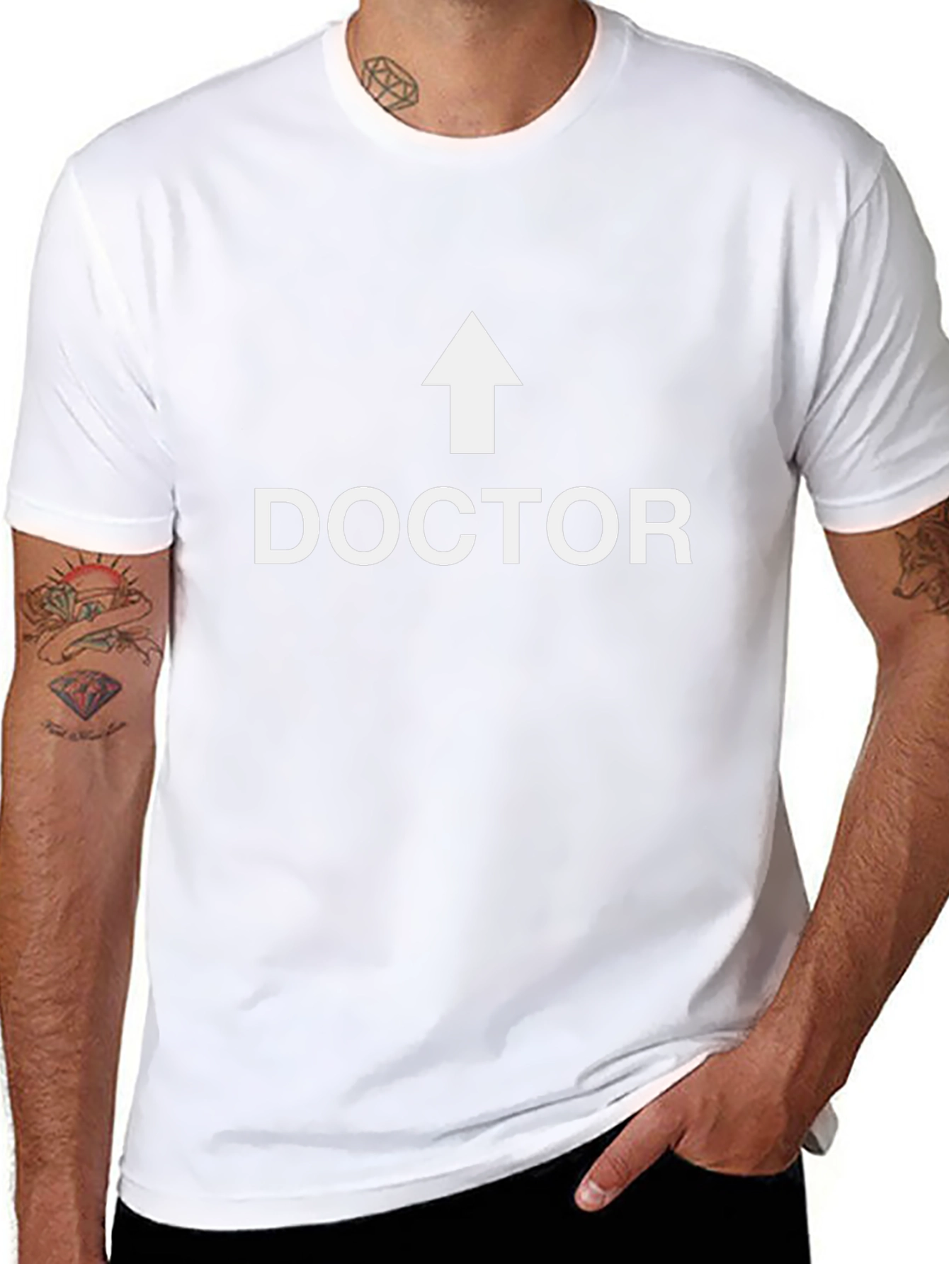 Funny Doctor Arrow Pointing Up Black T-Shirt