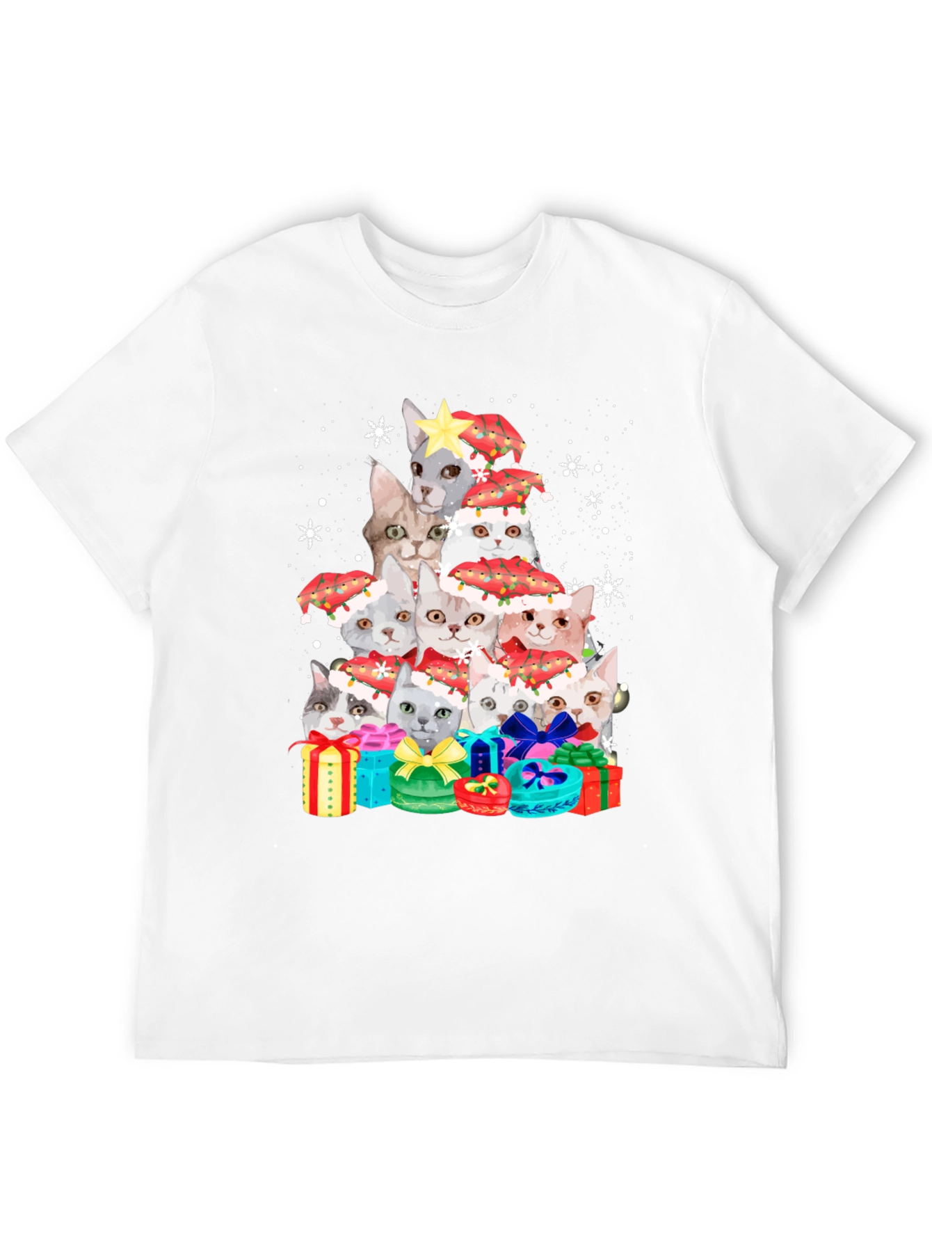 Festive Cat Christmas Tree Graphic Tee