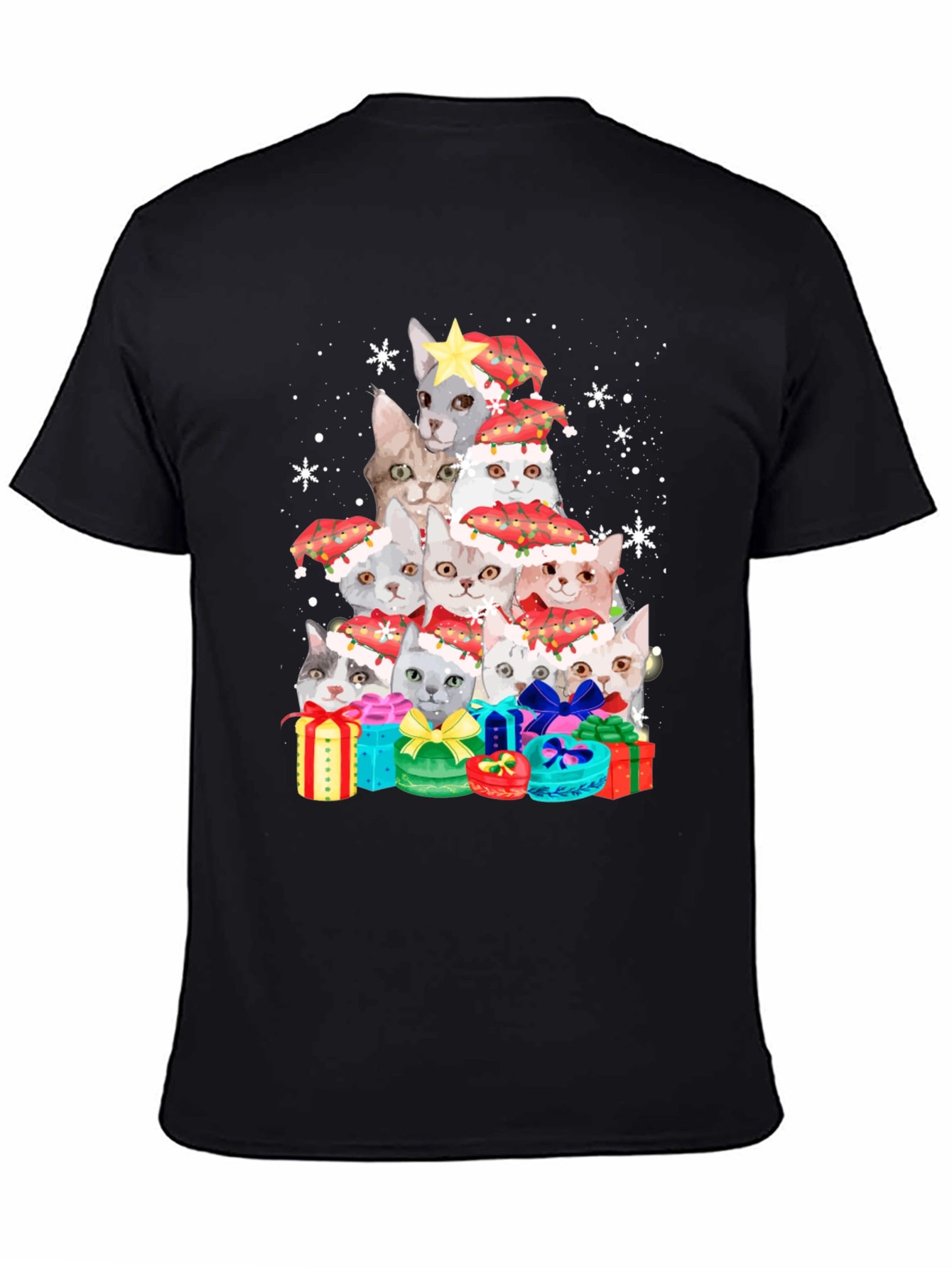 Festive Cat Christmas Tree Graphic Tee