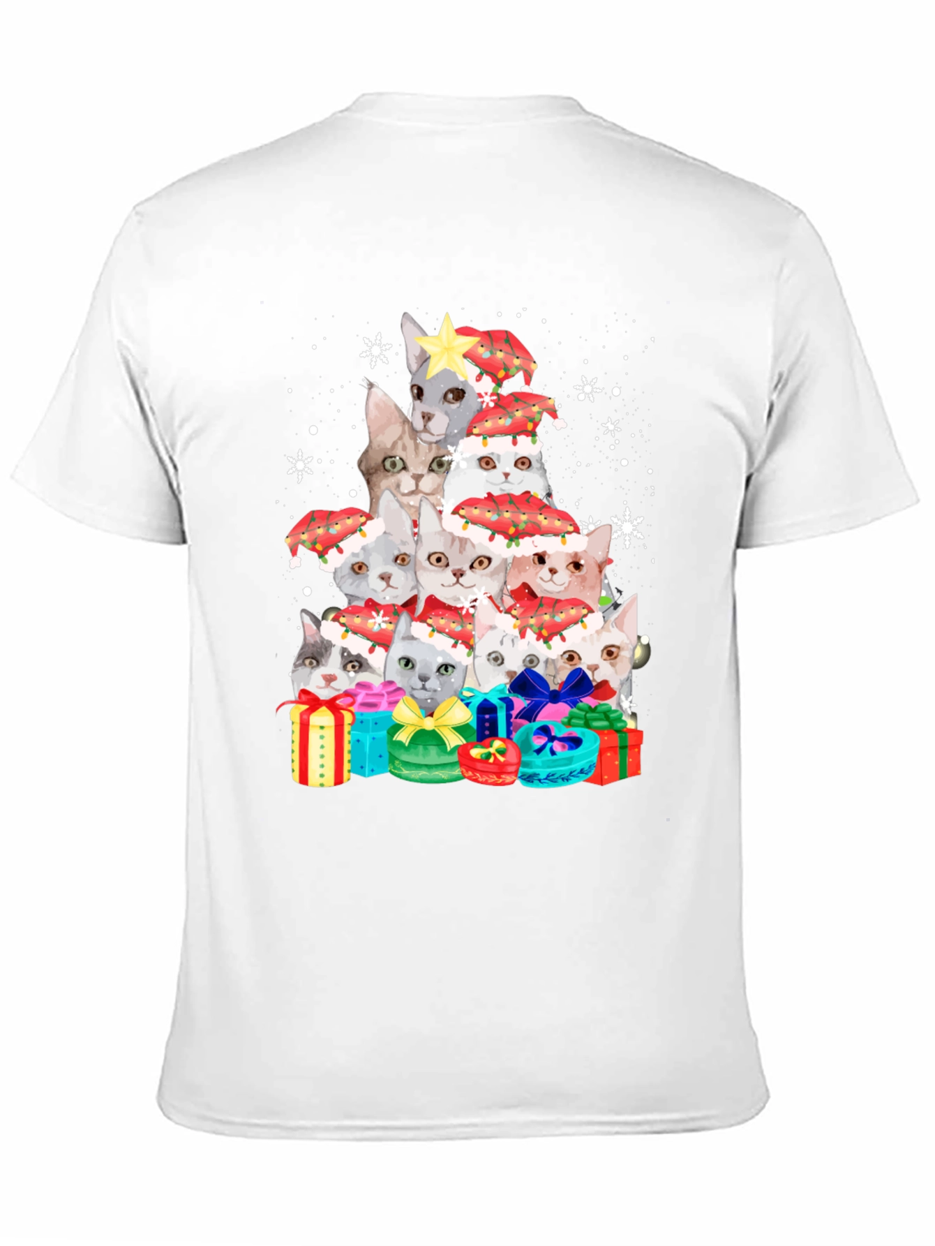 Festive Cat Christmas Tree Graphic Tee