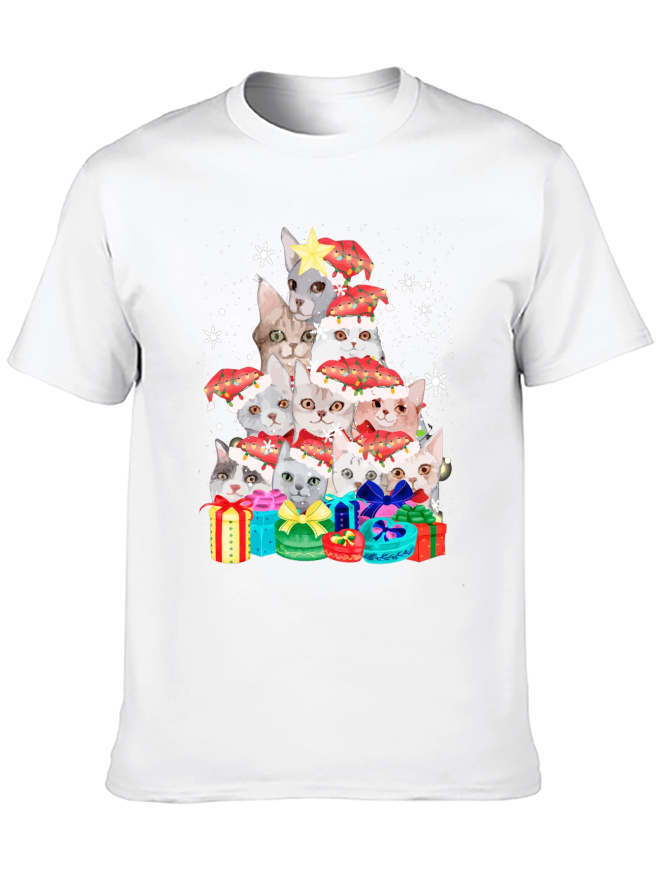 Festive Cat Christmas Tree Graphic Tee