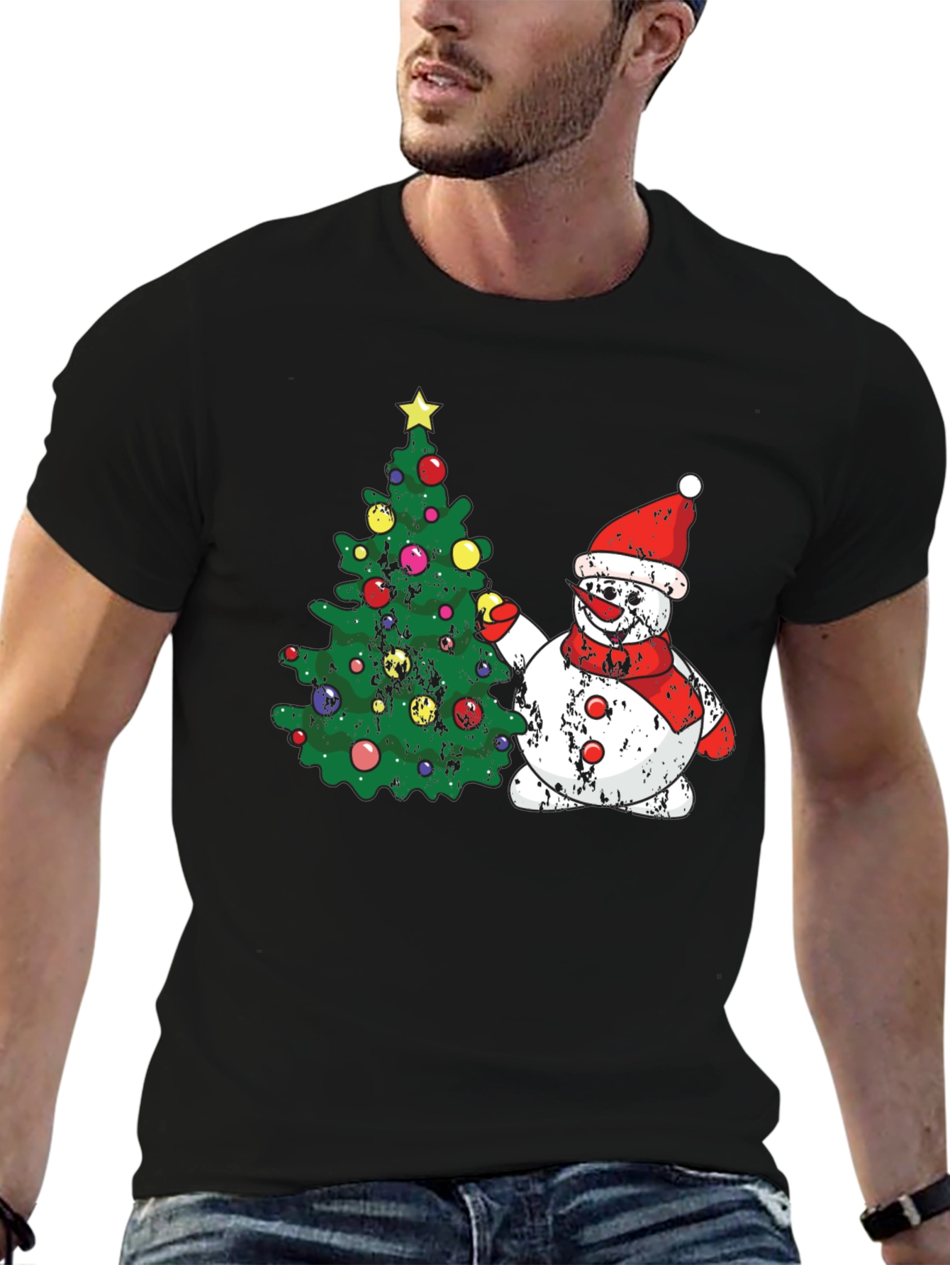 Festive Snowman Christmas Tree T-Shirt