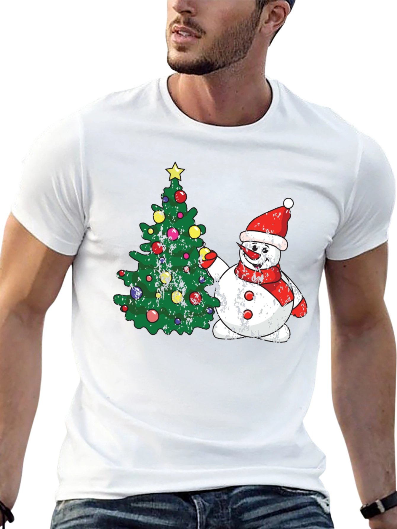 Festive Snowman Christmas Tree T-Shirt