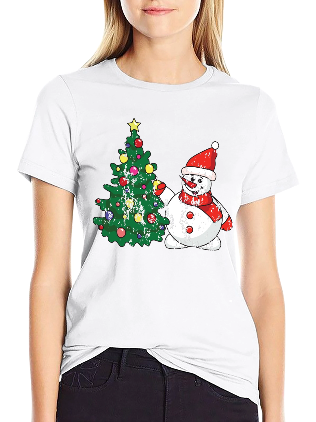 Festive Snowman Christmas Tree T-Shirt