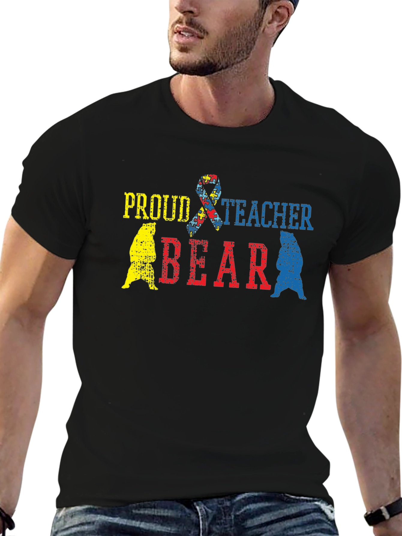 Proud Teacher Bear Autism Awareness T-Shirt