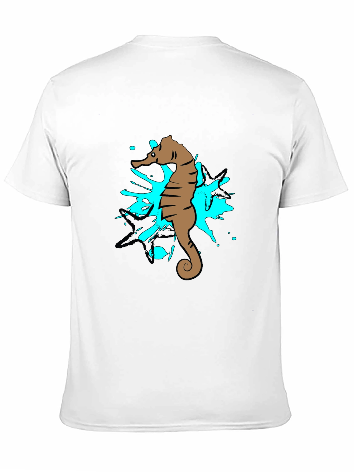 Seahorse Splash Graphic T-Shirt - Black Cotton Tee