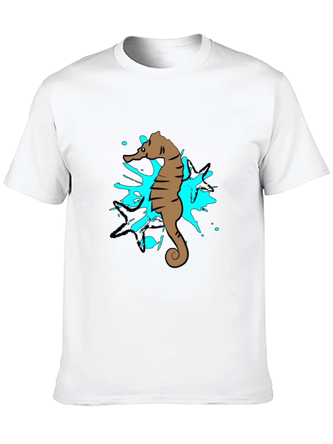 Seahorse Splash Graphic T-Shirt - Black Cotton Tee
