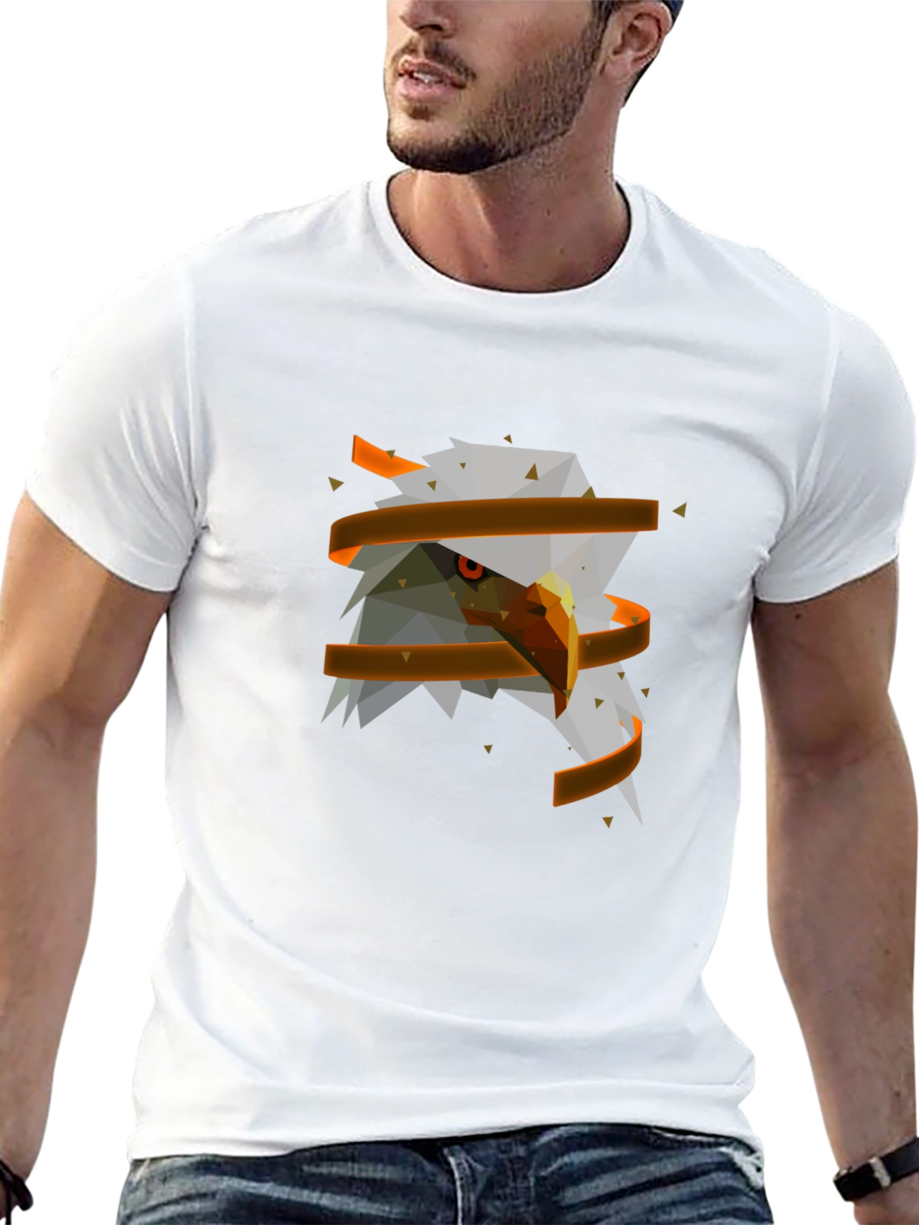 Geometric Eagle Head Graphic Tee - Modern Streetwear