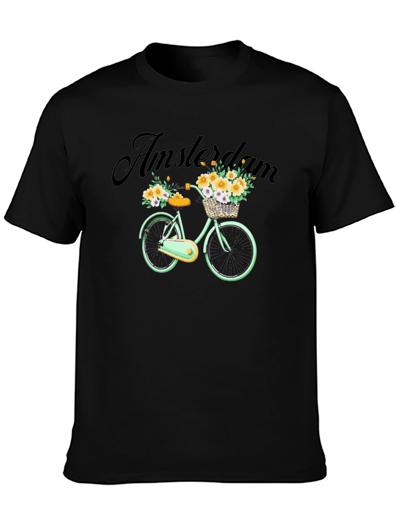 Amsterdam Bicycle Graphic Tee - Trendy Mens Black T-Shirt