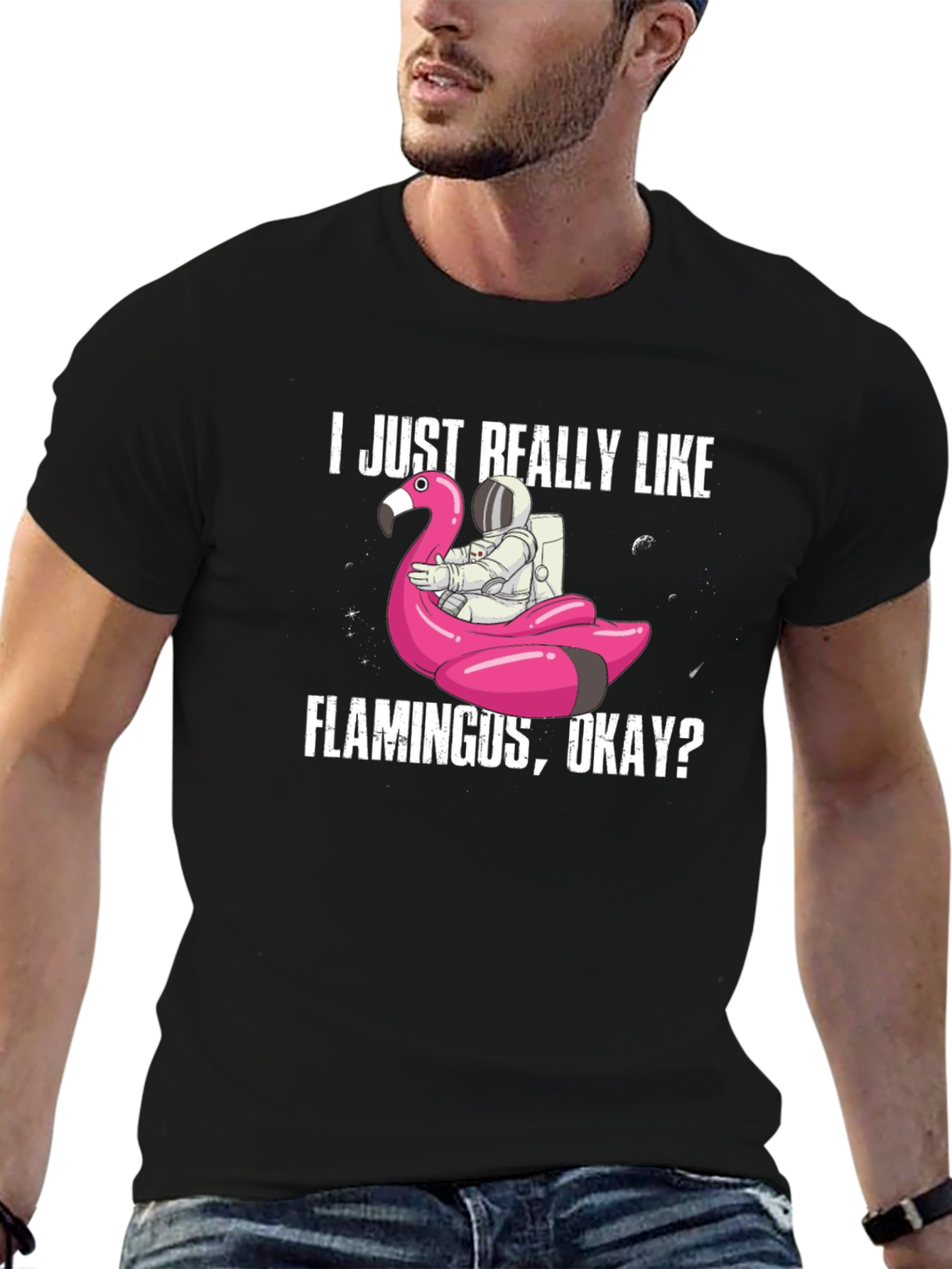Flamingo Astronaut T-Shirt - I Just Really Like Flamingus