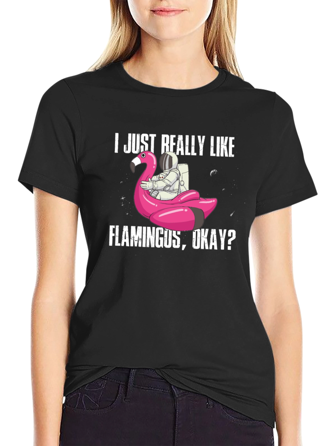 Flamingo Astronaut T-Shirt - I Just Really Like Flamingus