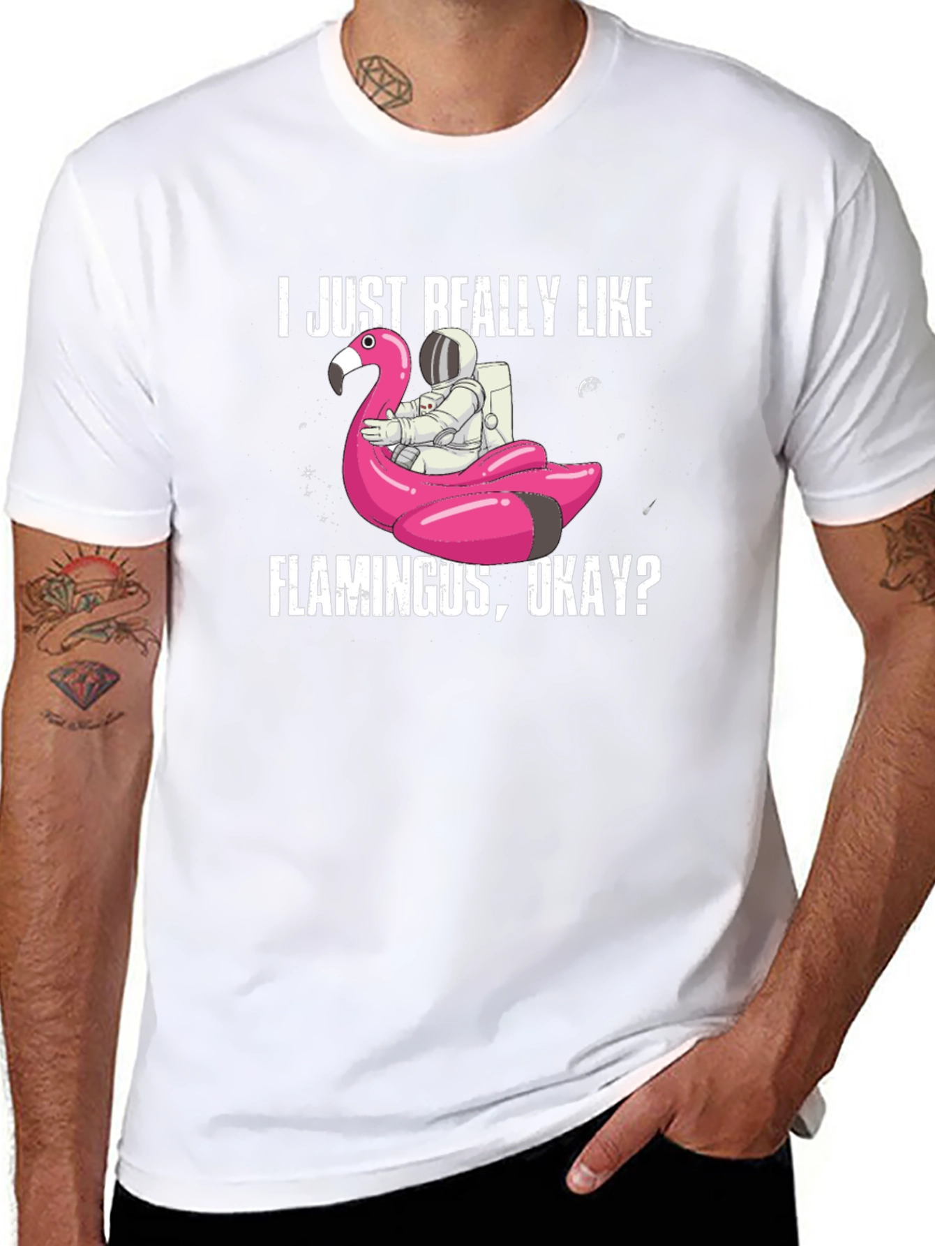 Flamingo Astronaut T-Shirt - I Just Really Like Flamingus
