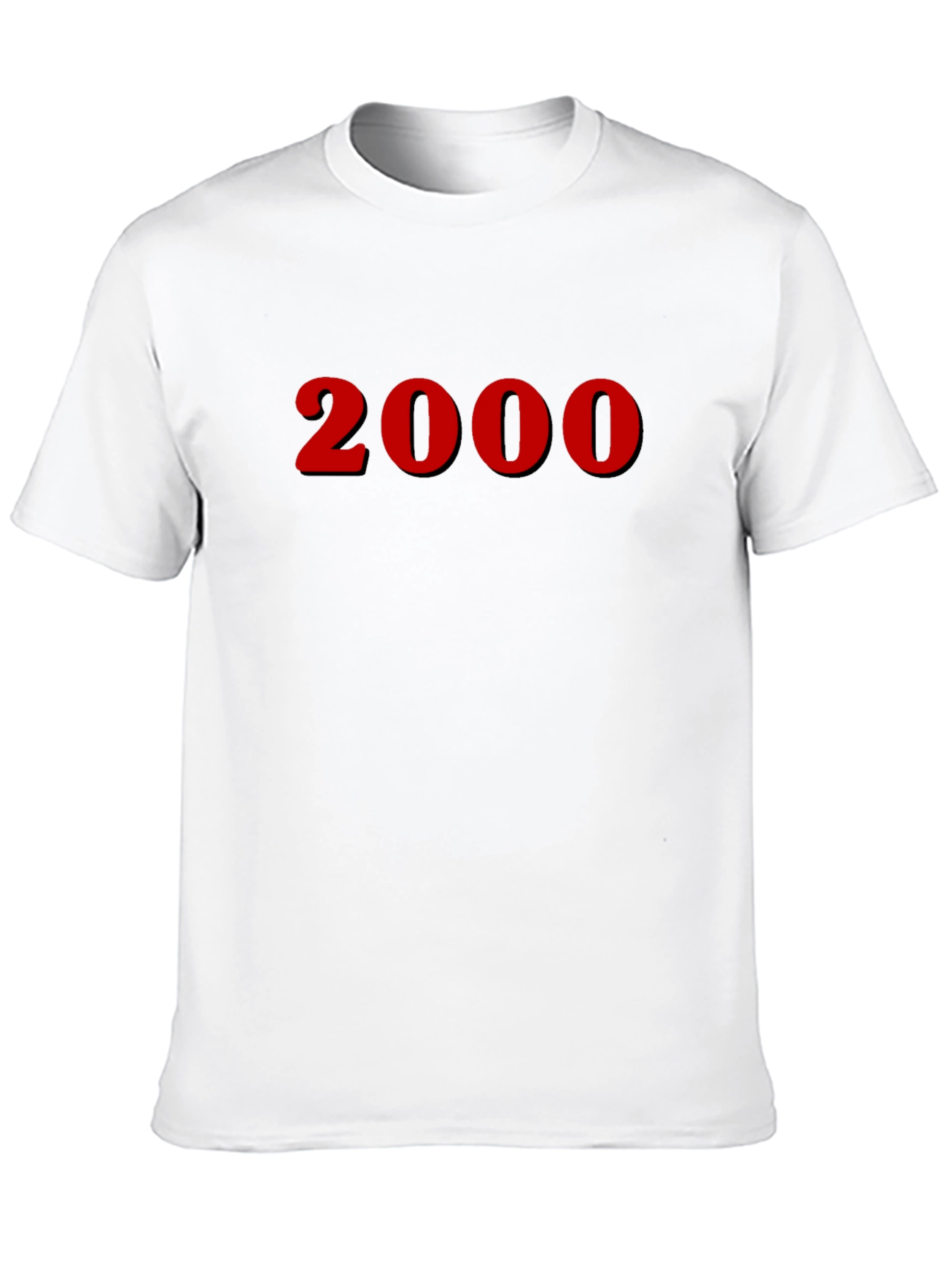 2000 Red Print Black Crew Neck T-Shirt