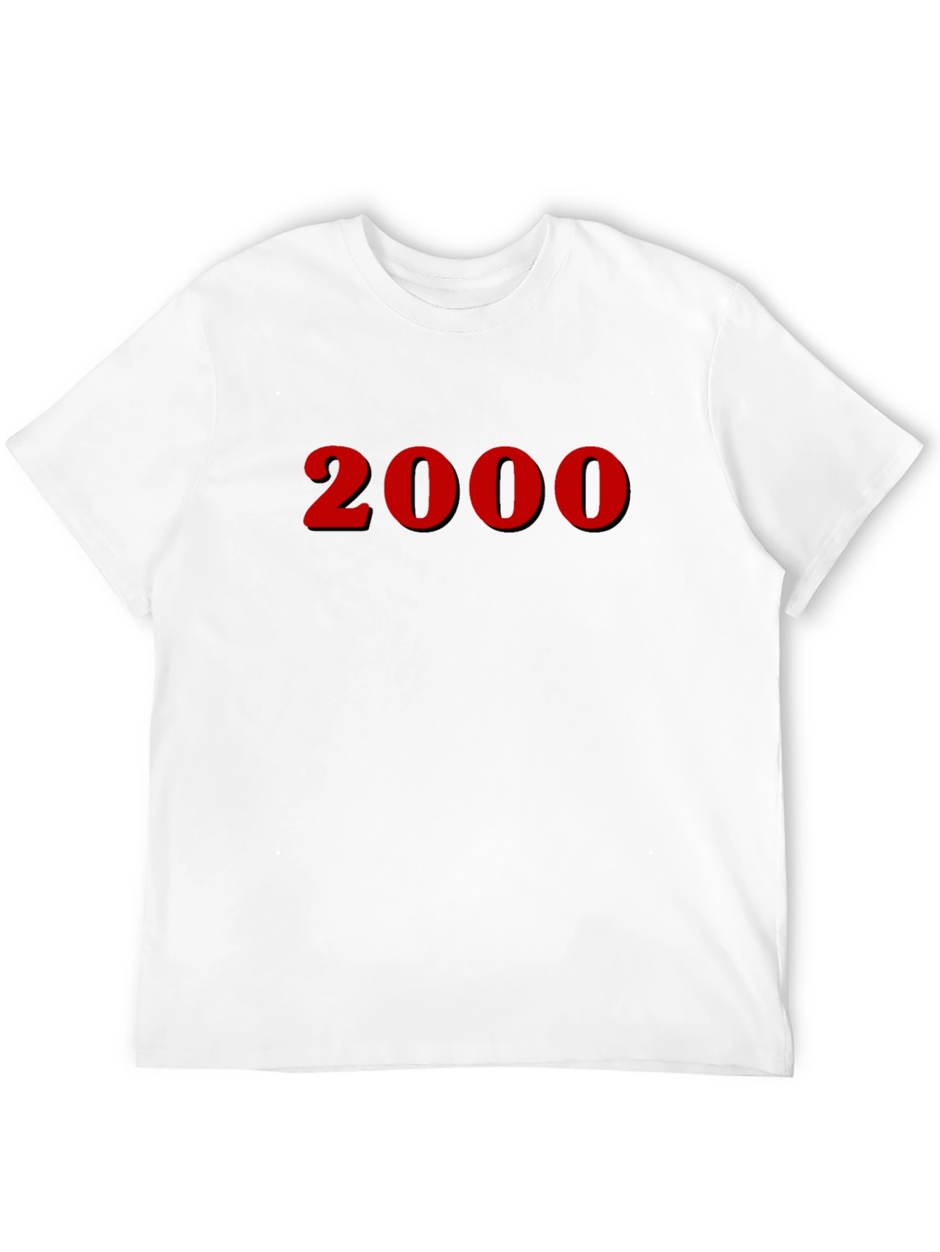 2000 Red Print Black Crew Neck T-Shirt