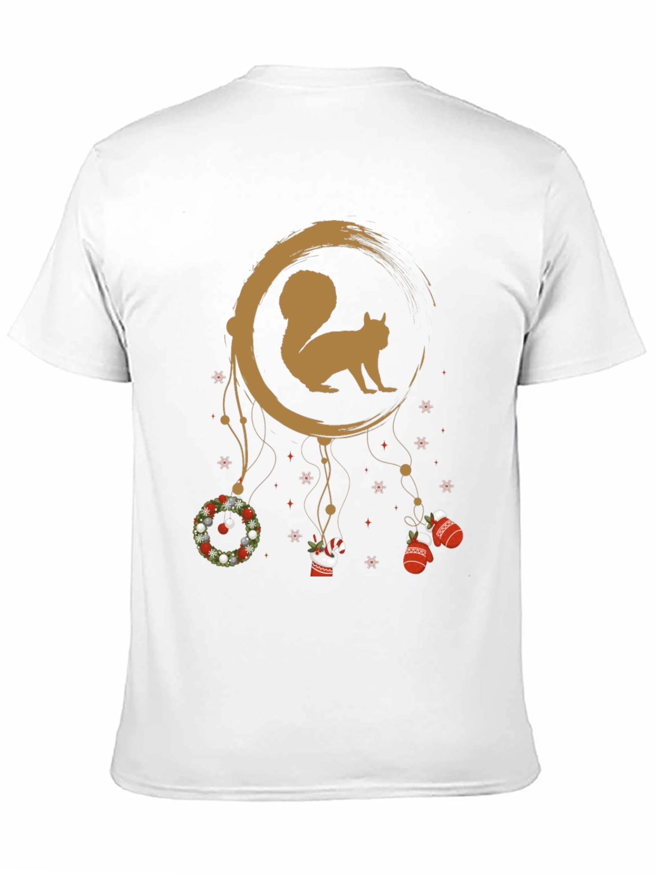 Festive Squirrel Graphic Tee - Holiday Dreamcatcher Design