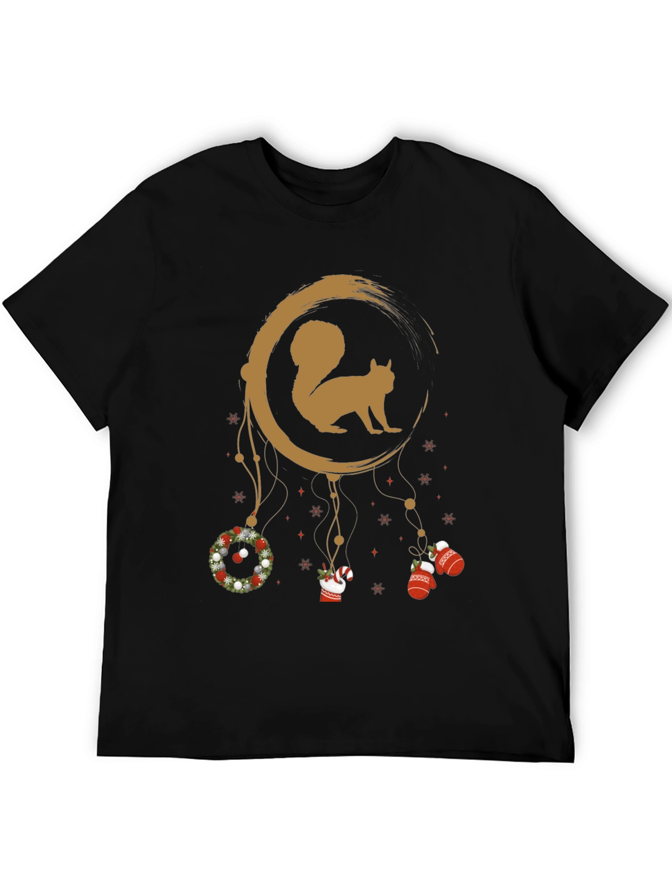 Festive Squirrel Graphic Tee - Holiday Dreamcatcher Design