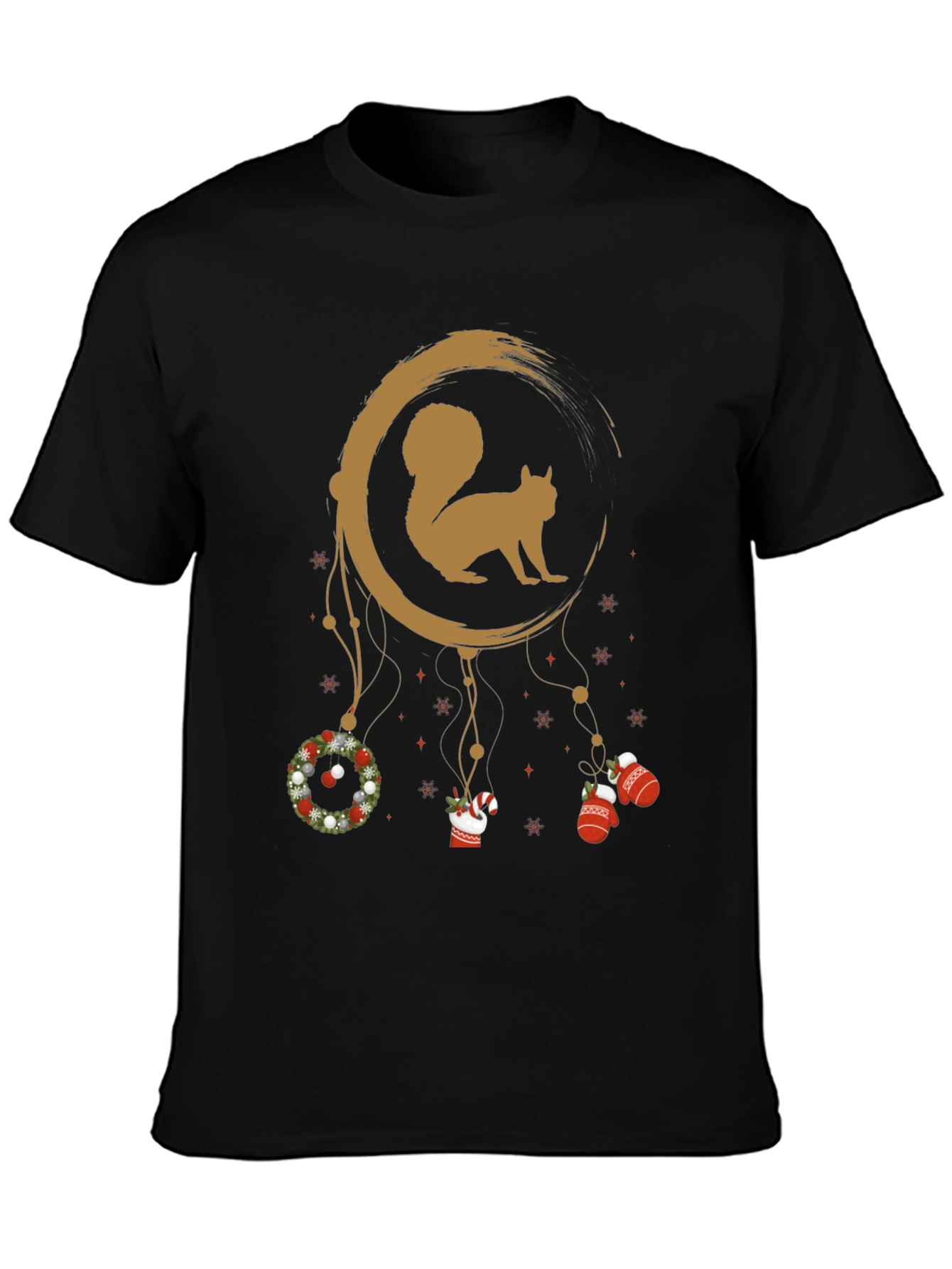 Festive Squirrel Graphic Tee - Holiday Dreamcatcher Design