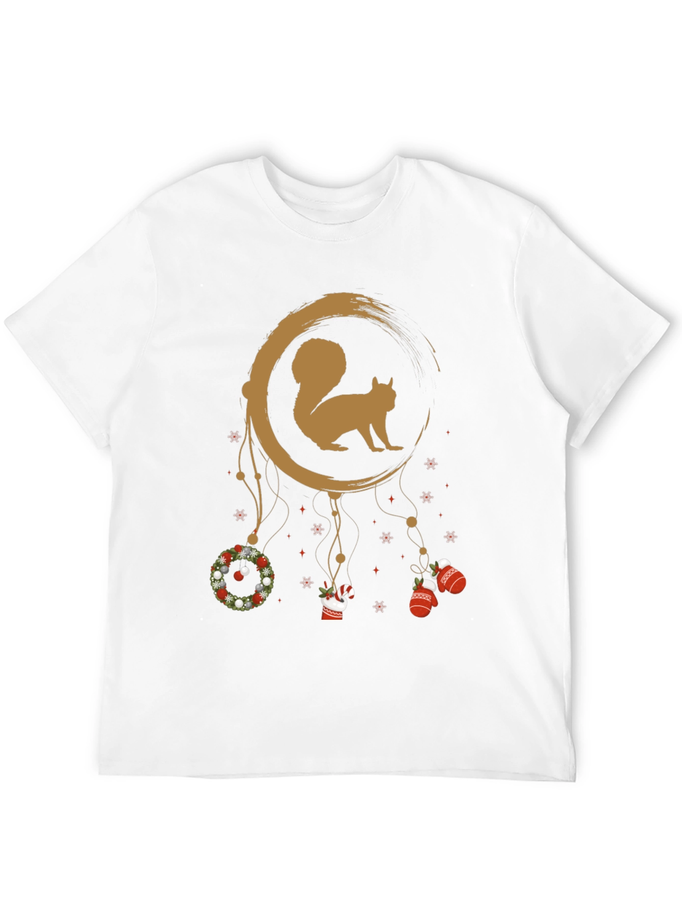 Festive Squirrel Graphic Tee - Holiday Dreamcatcher Design