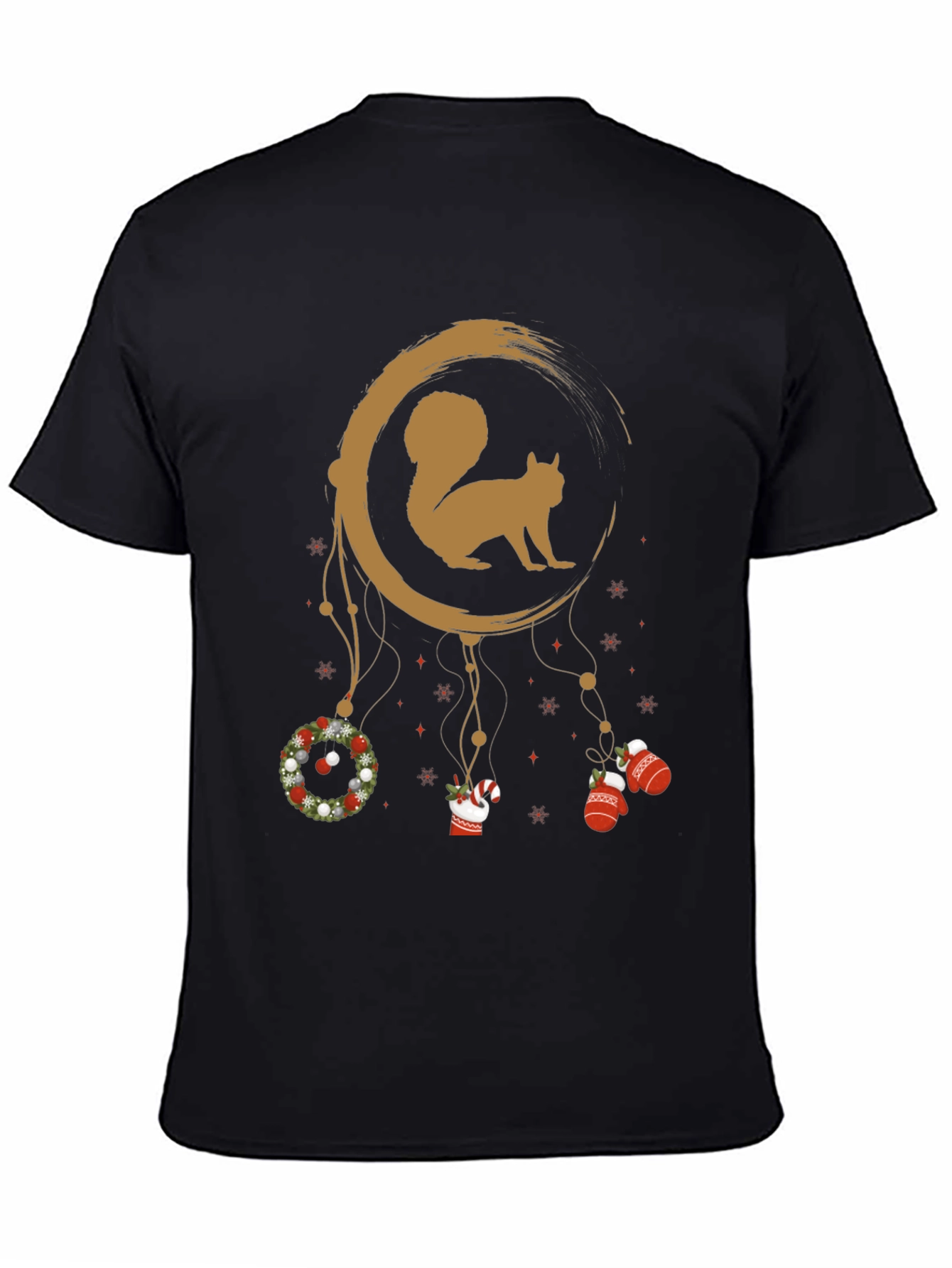 Festive Squirrel Graphic Tee - Holiday Dreamcatcher Design