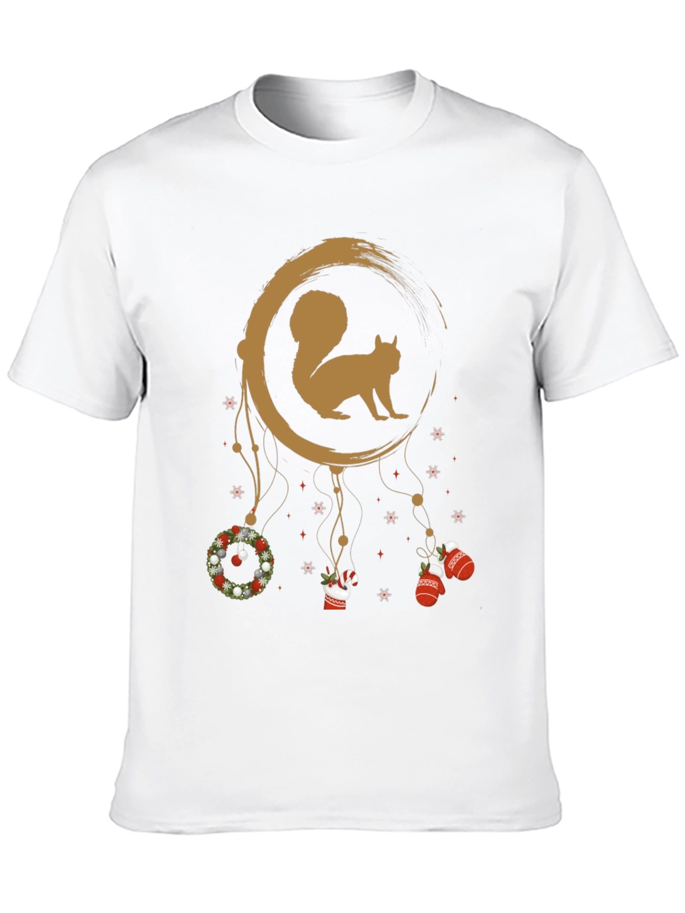 Festive Squirrel Graphic Tee - Holiday Dreamcatcher Design