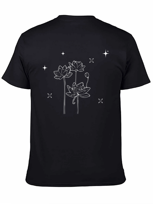 Lotus Flower Graphic T-Shirt - Black