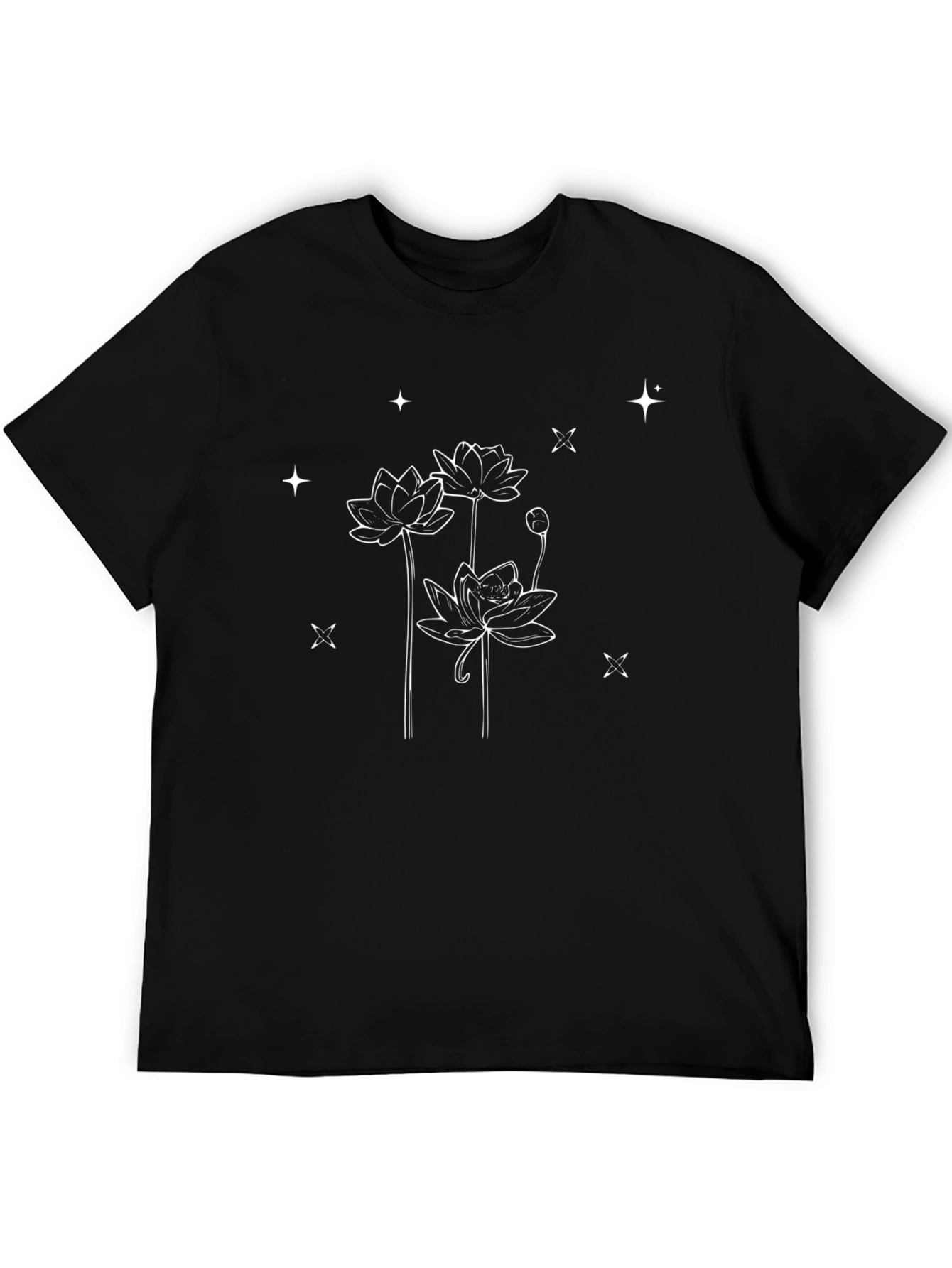 Lotus Flower Graphic T-Shirt - Black