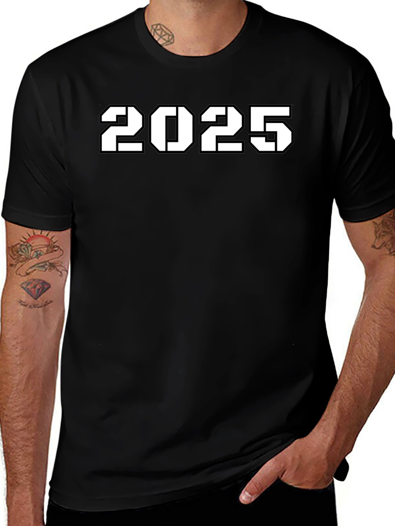 2025 Graphic T-Shirt - Black Cotton Blend