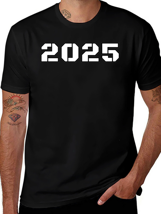 2025 Graphic T-Shirt - Black Cotton Blend