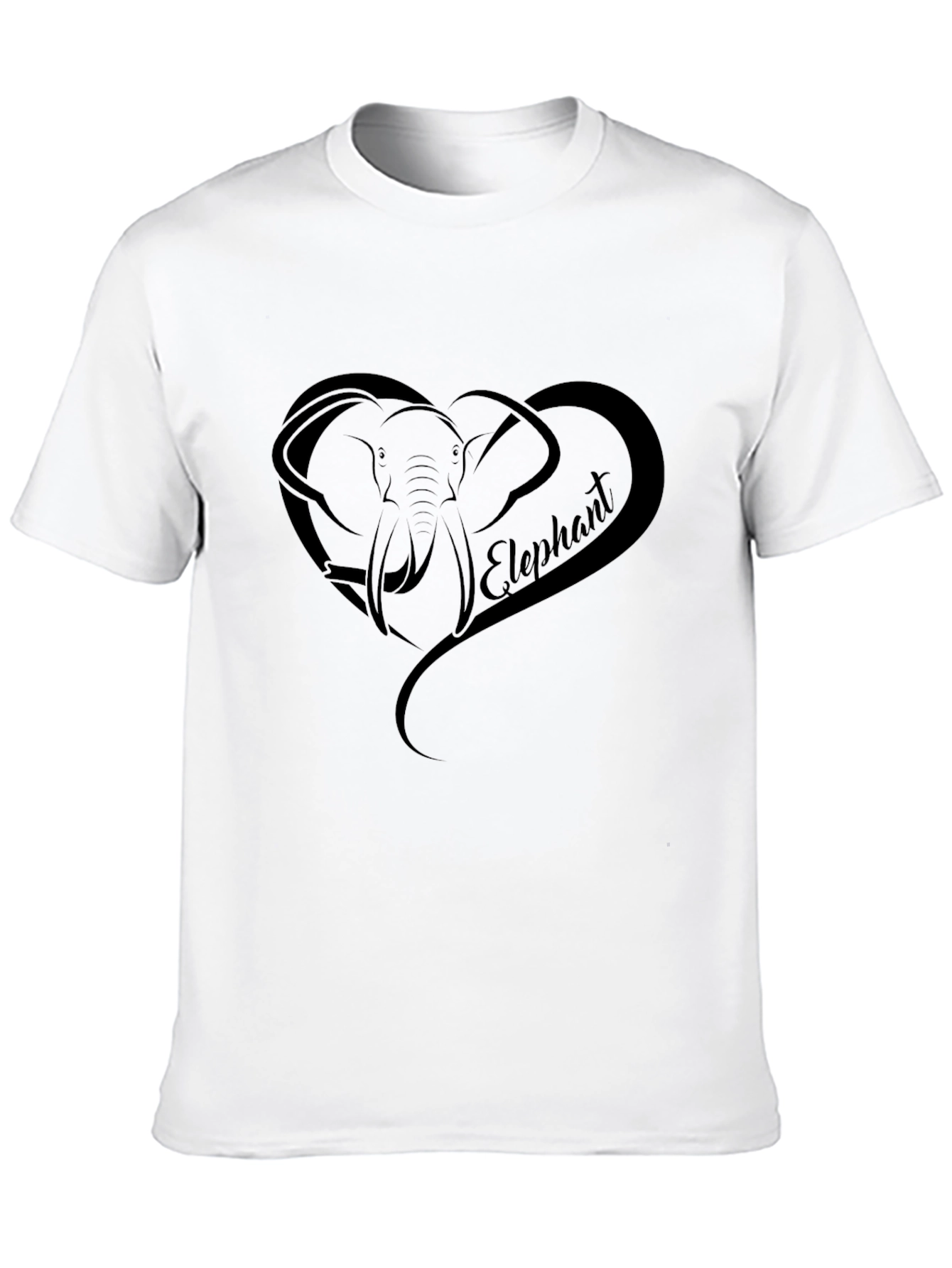 Elephant Heart Graphic Tee - Black Casual T-Shirt