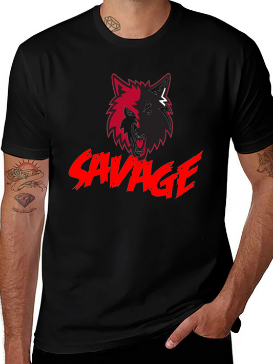 Savage Wolf Graphic Black T-Shirt