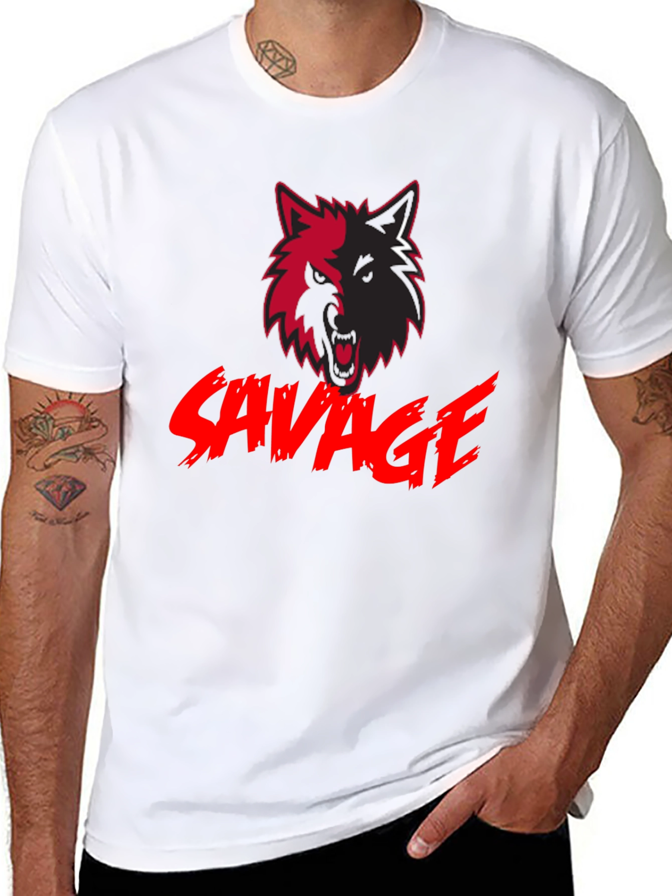 Savage Wolf Graphic Black T-Shirt