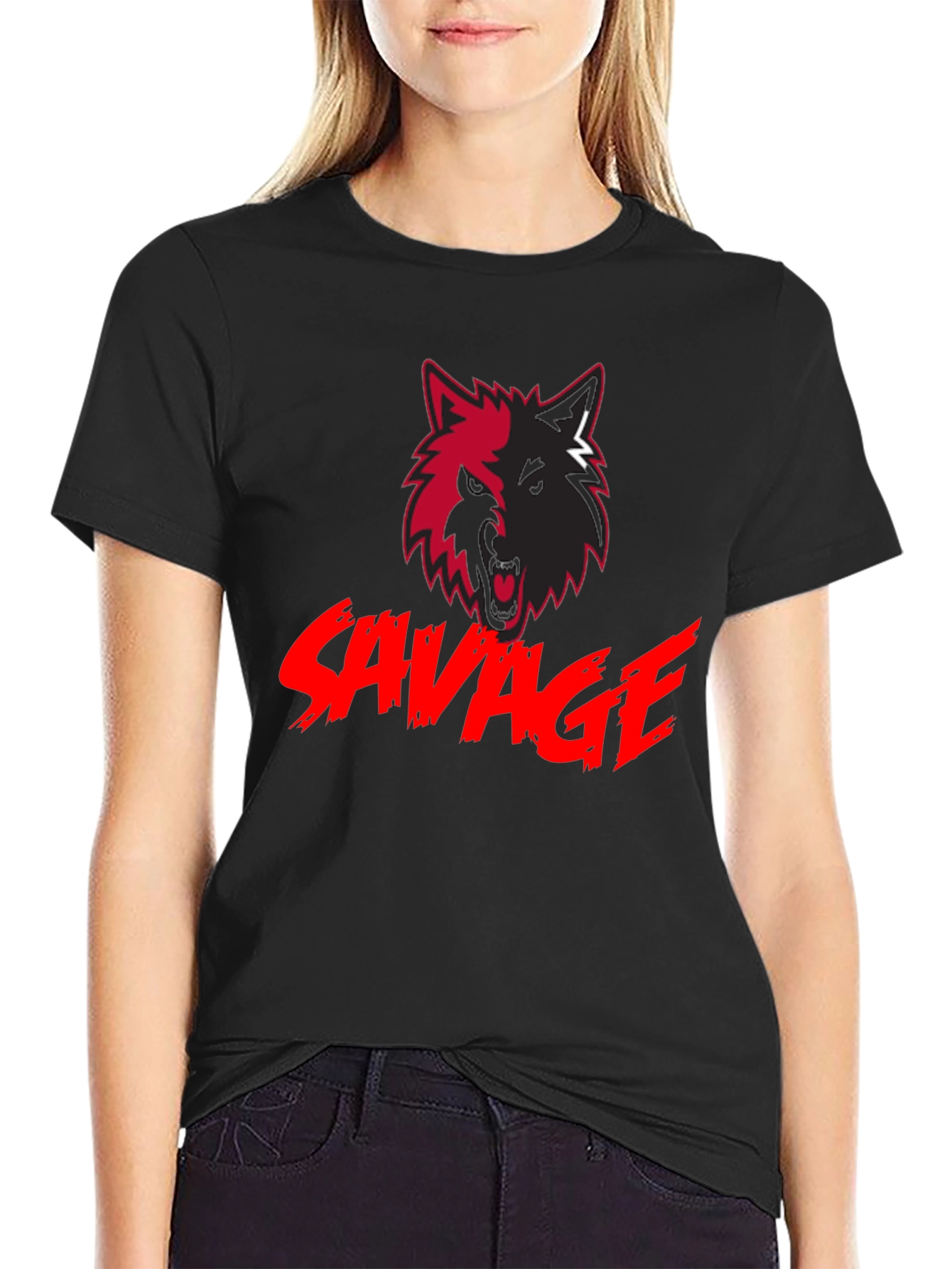 Savage Wolf Graphic Black T-Shirt