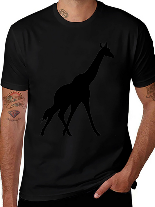 Giraffe Silhouette Graphic Black T-Shirt