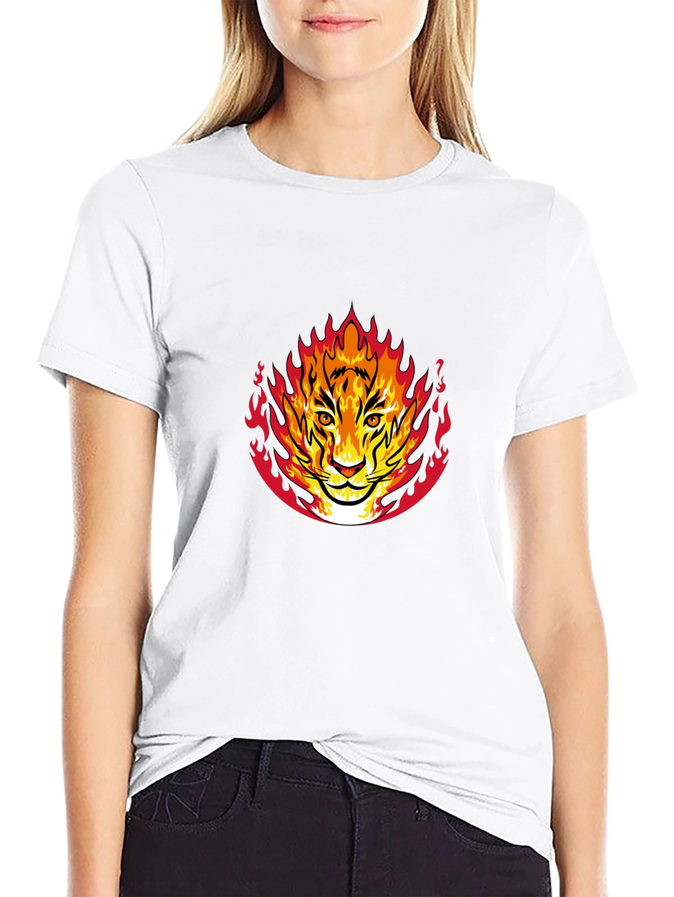 Fiery Tiger Graphic Black T-Shirt