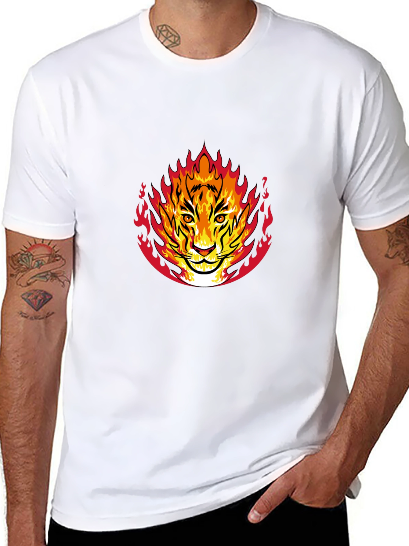 Fiery Tiger Graphic Black T-Shirt