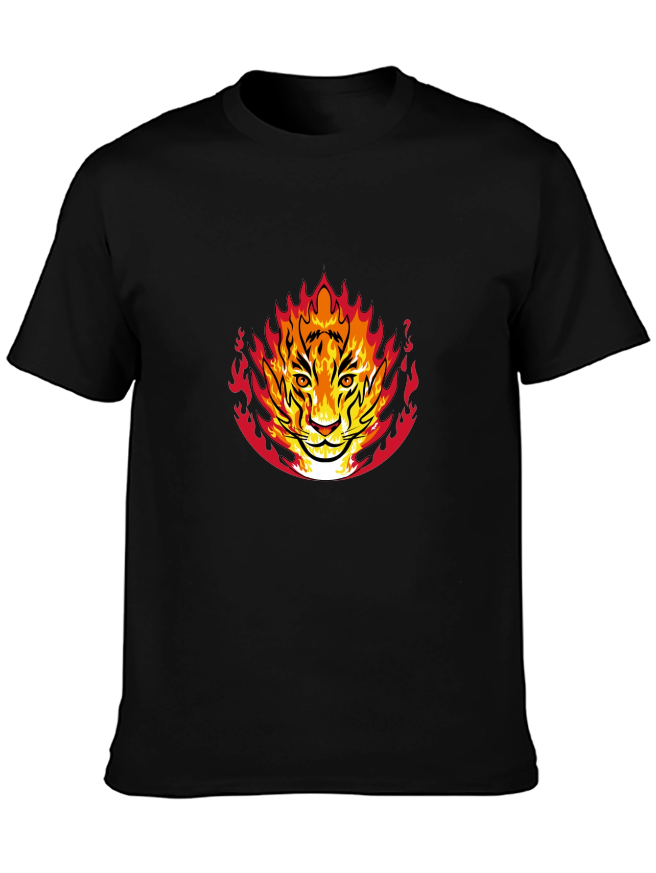 Fiery Tiger Graphic Black T-Shirt