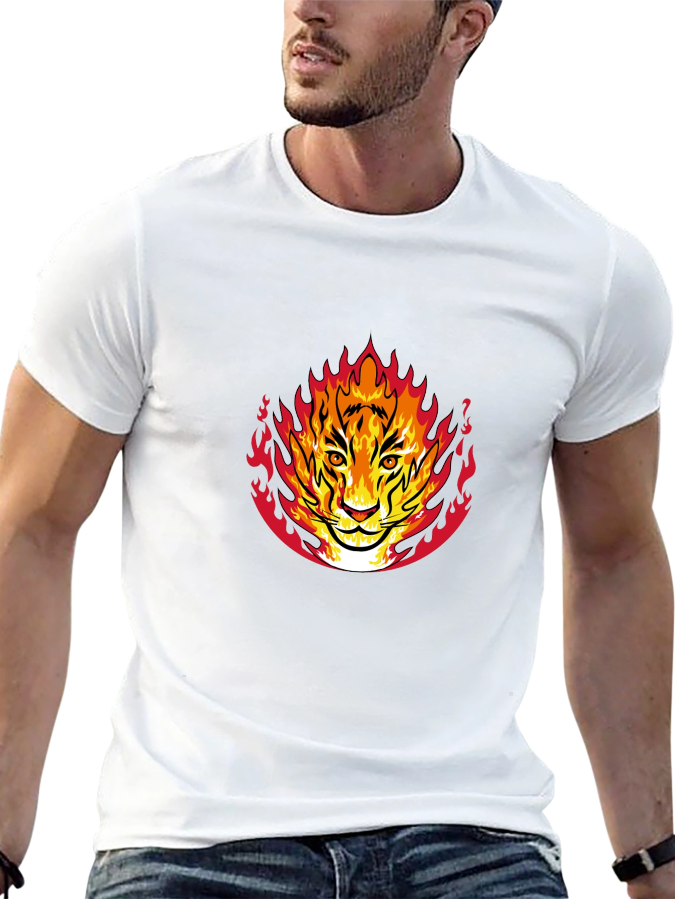 Fiery Tiger Graphic Black T-Shirt