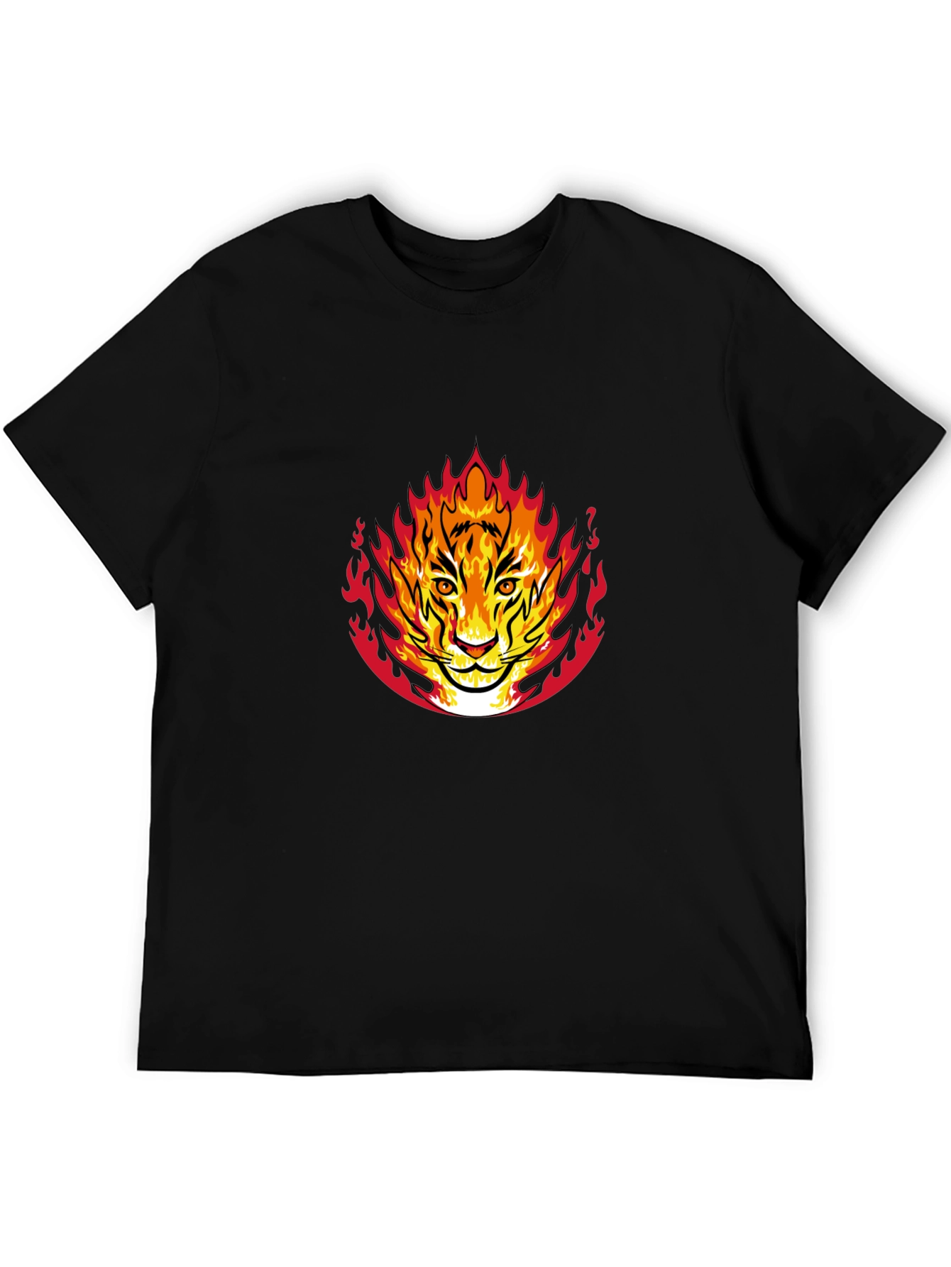 Fiery Tiger Graphic Black T-Shirt