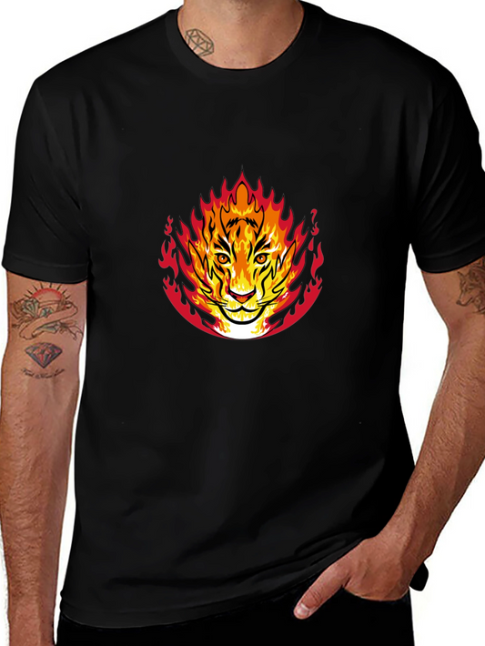 Fiery Tiger Graphic Black T-Shirt