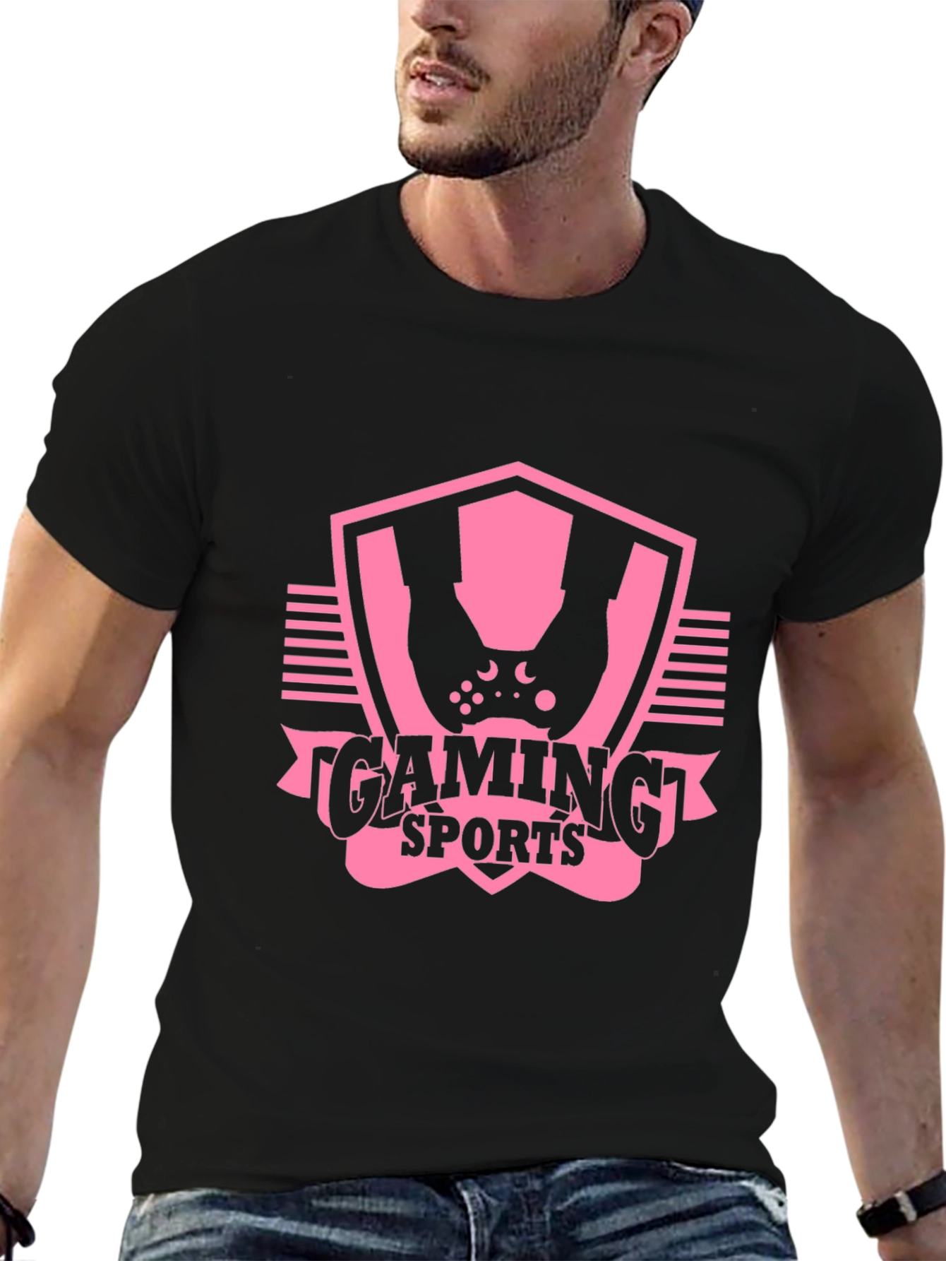 Gaming Sports Graphic T-Shirt - Black