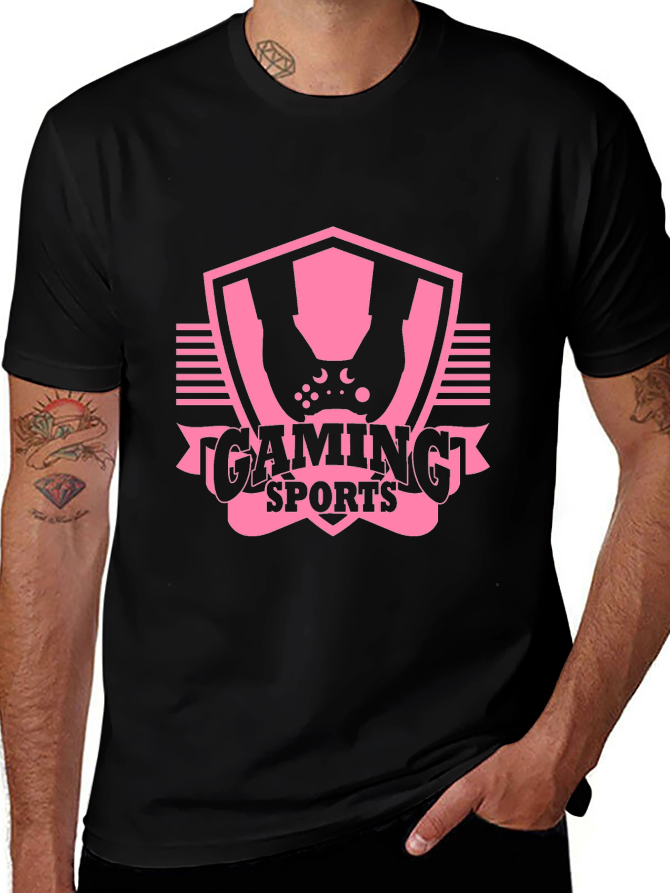 Gaming Sports Graphic T-Shirt - Black