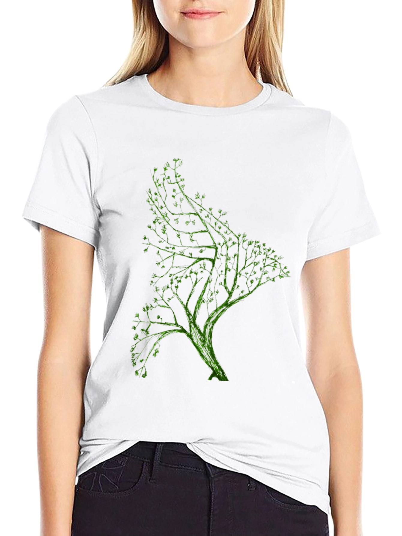 Green Tree Graphic Black T-Shirt