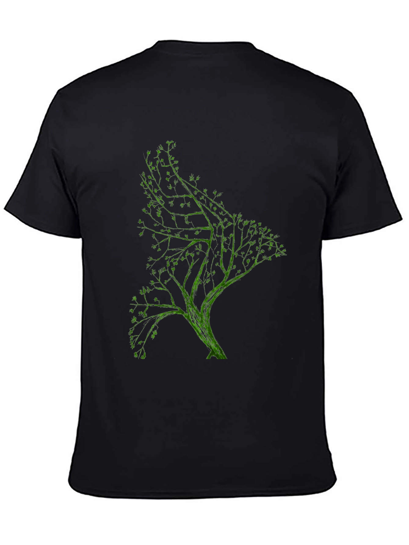 Green Tree Graphic Black T-Shirt
