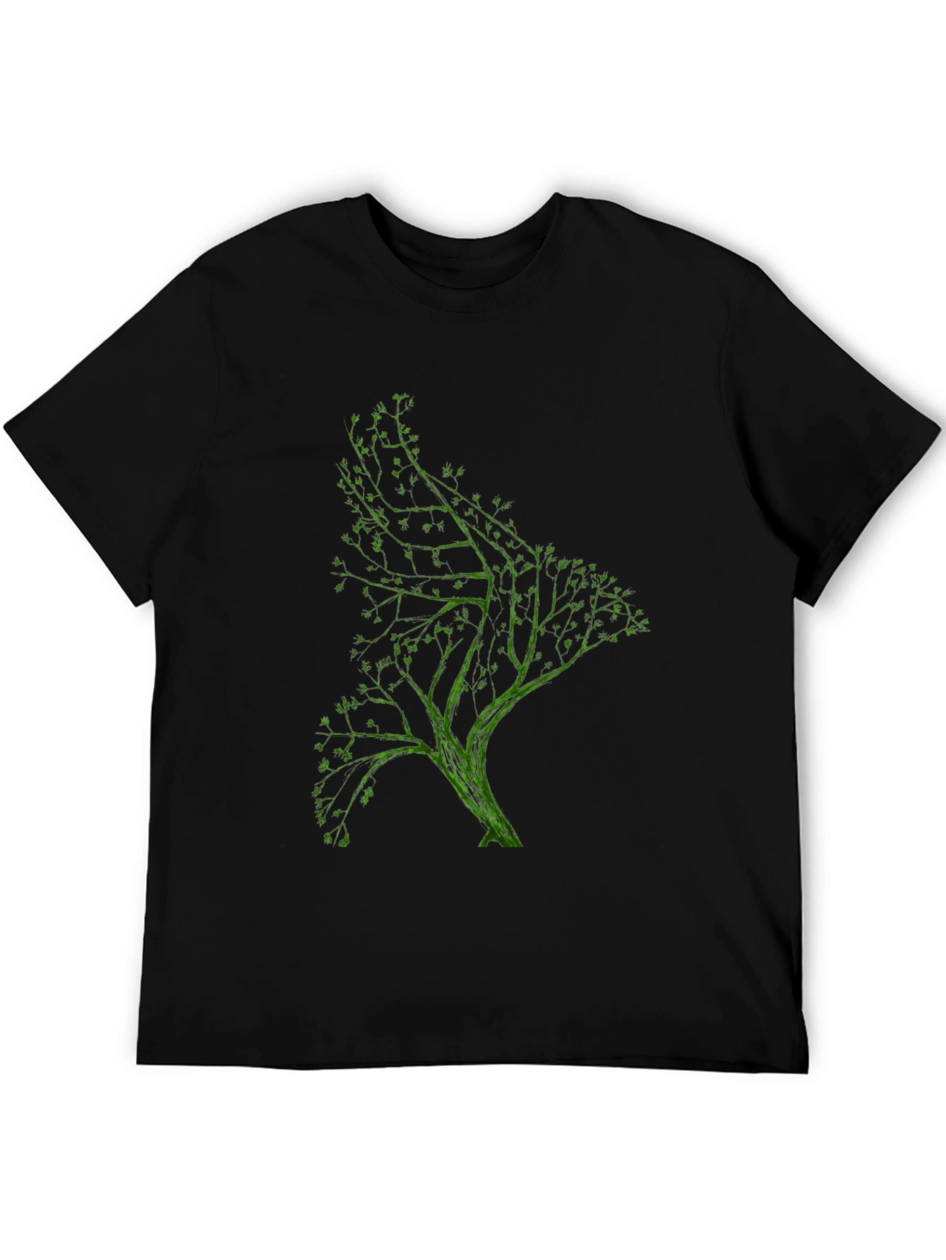 Green Tree Graphic Black T-Shirt