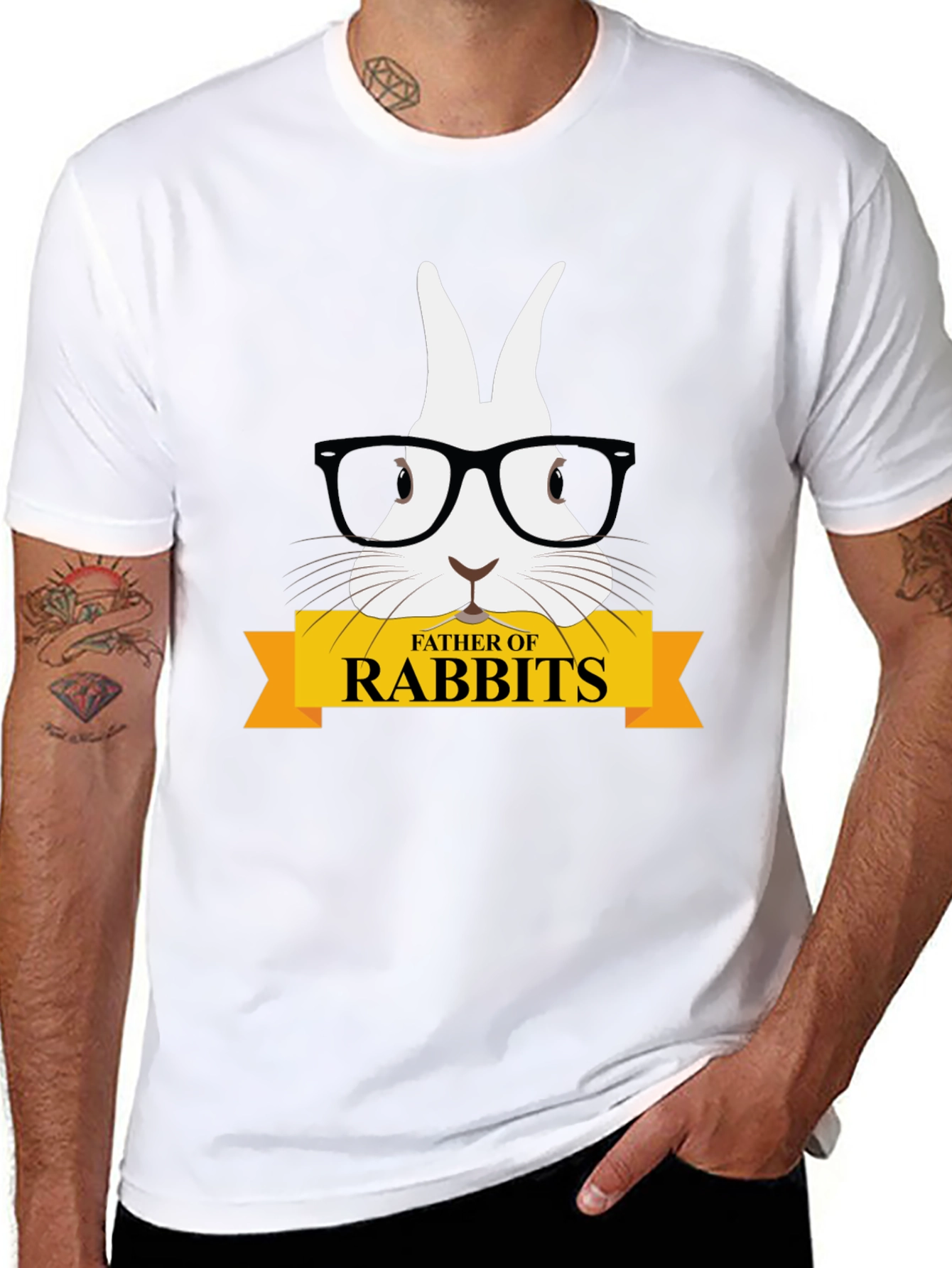 Father of Rabbits Graphic Tee - Black Cotton T-Shirt