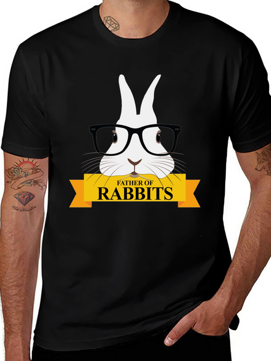 Father of Rabbits Graphic Tee - Black Cotton T-Shirt