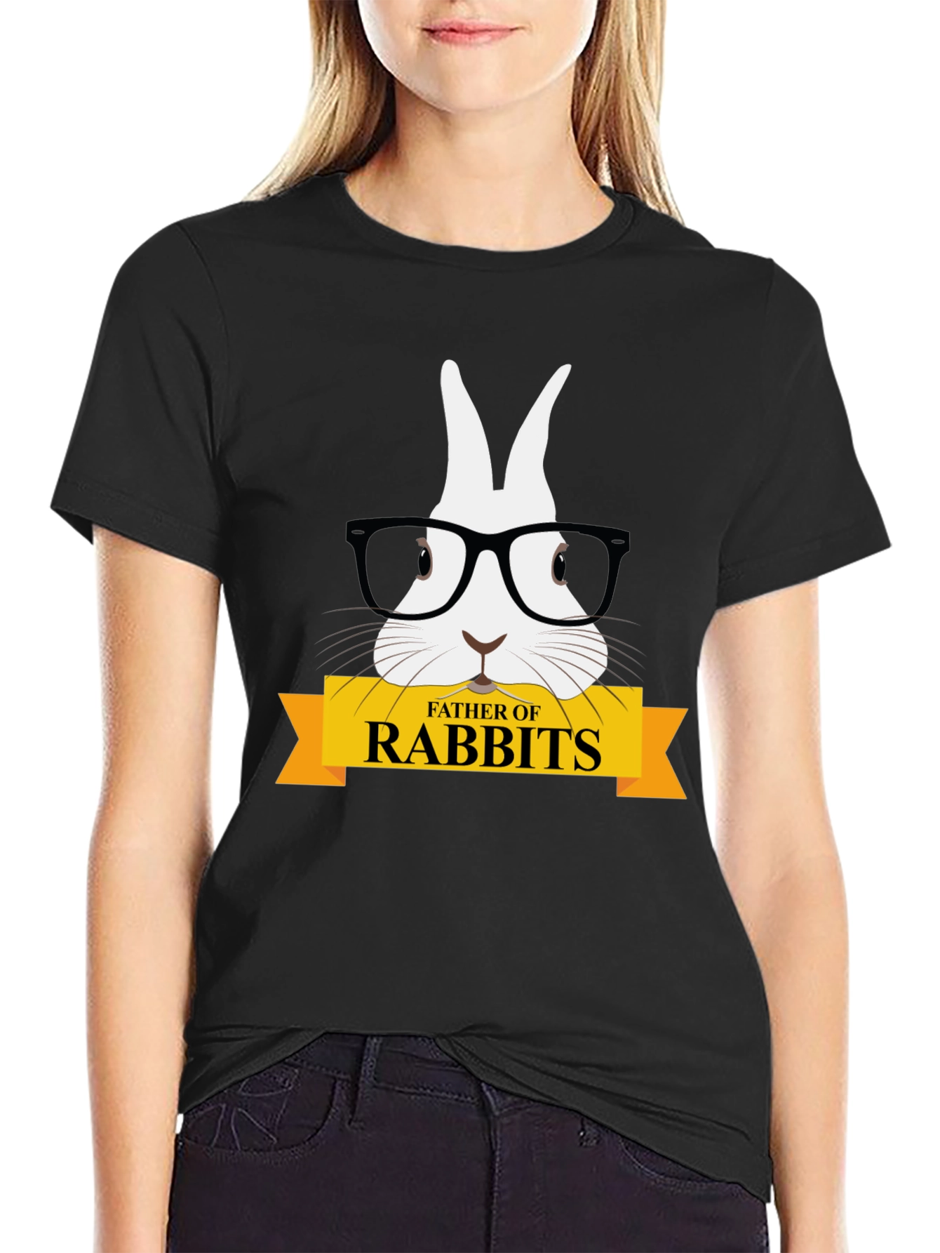 Father of Rabbits Graphic Tee - Black Cotton T-Shirt