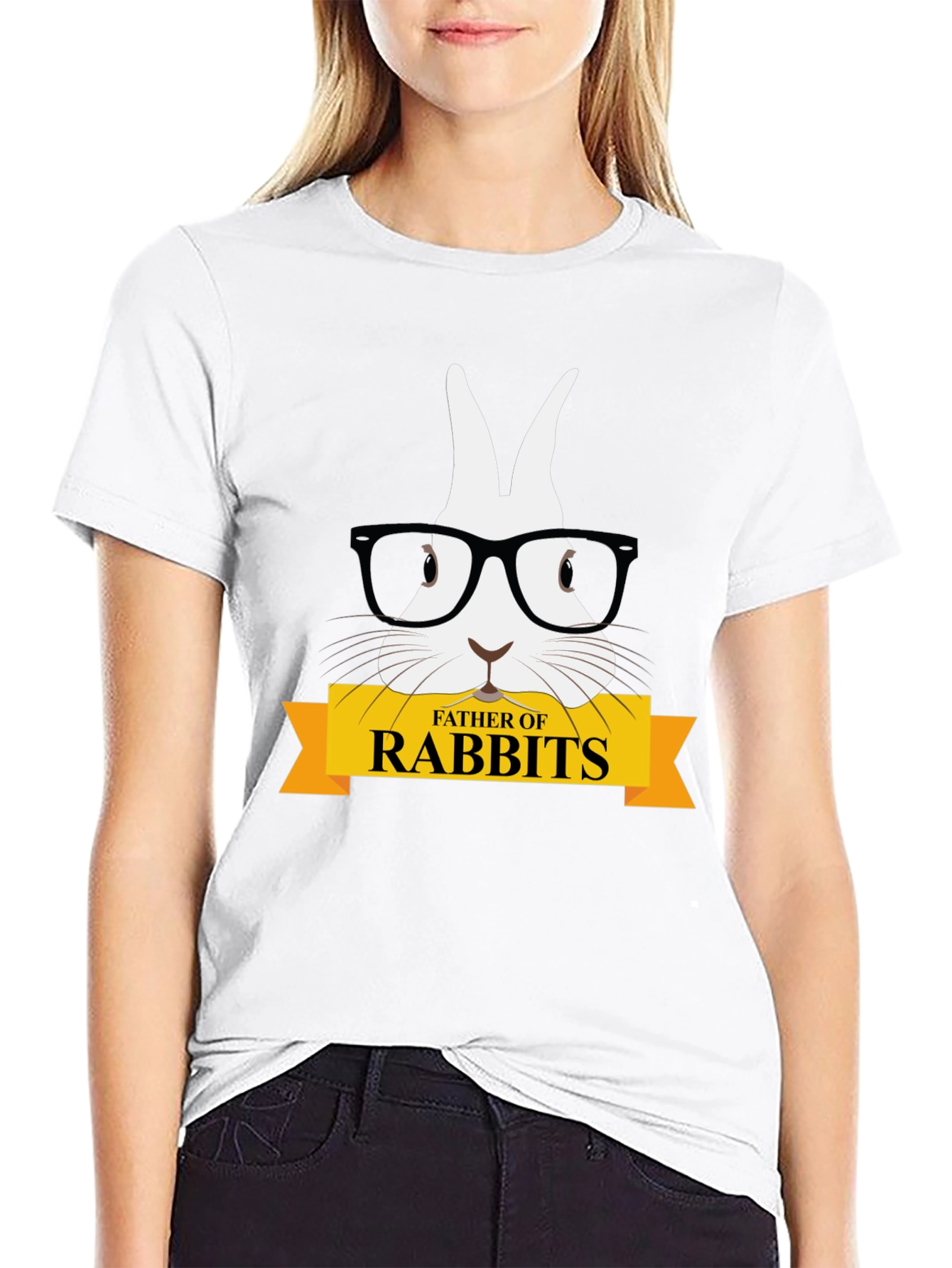 Father of Rabbits Graphic Tee - Black Cotton T-Shirt